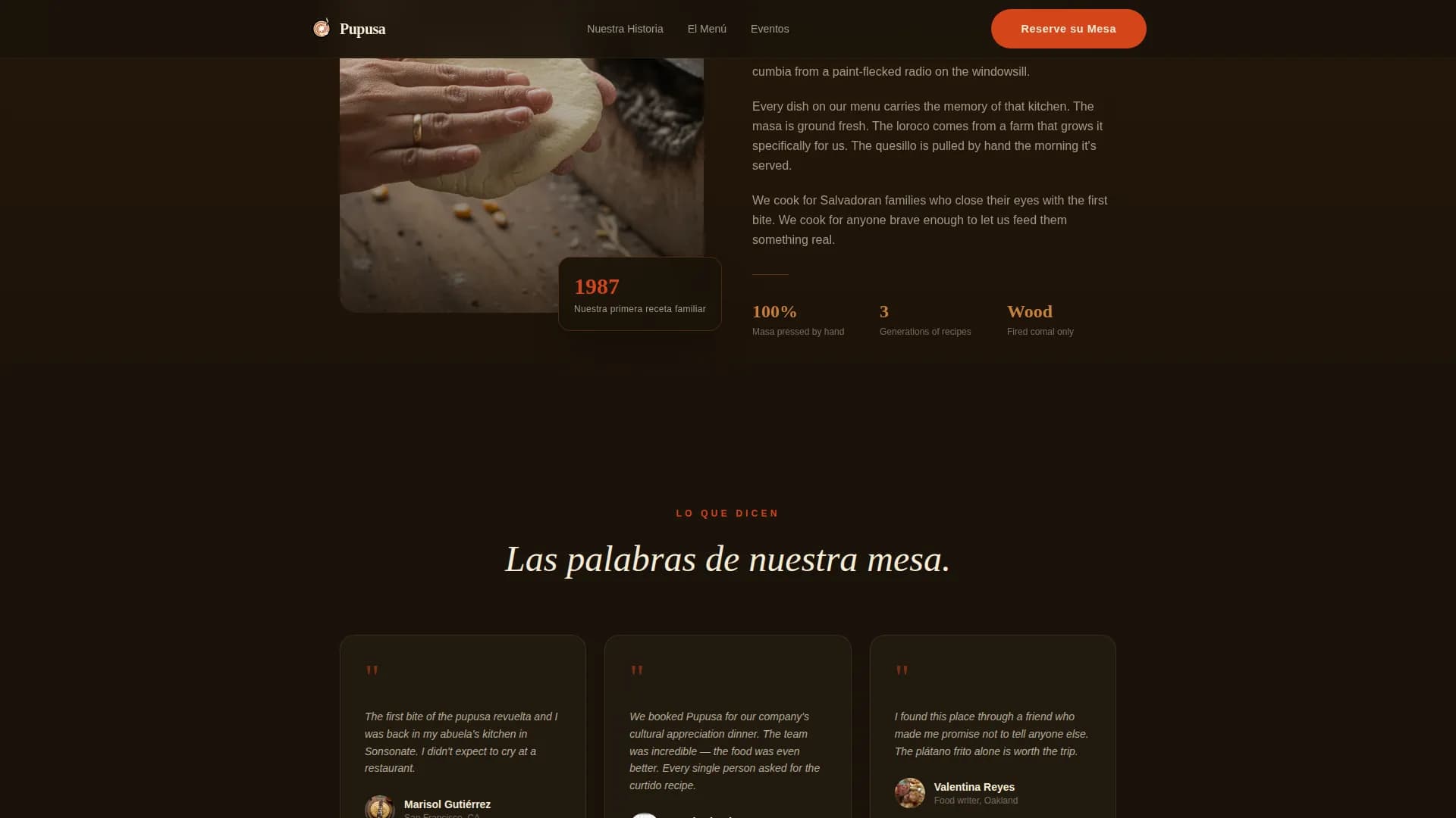 Pupusa - Handcrafted Salvadoran Restaurant Landing Page Template