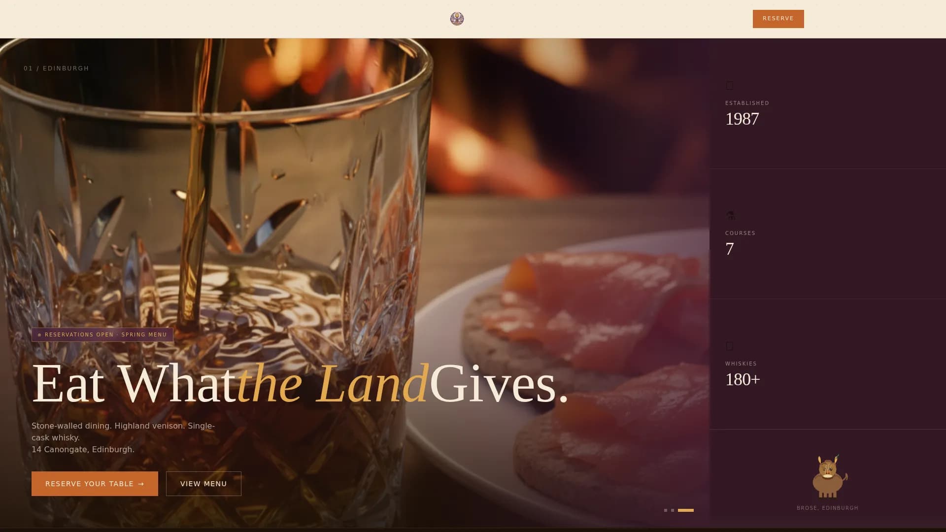 Heritage — Noble Scottish Cuisine Landing Page Template