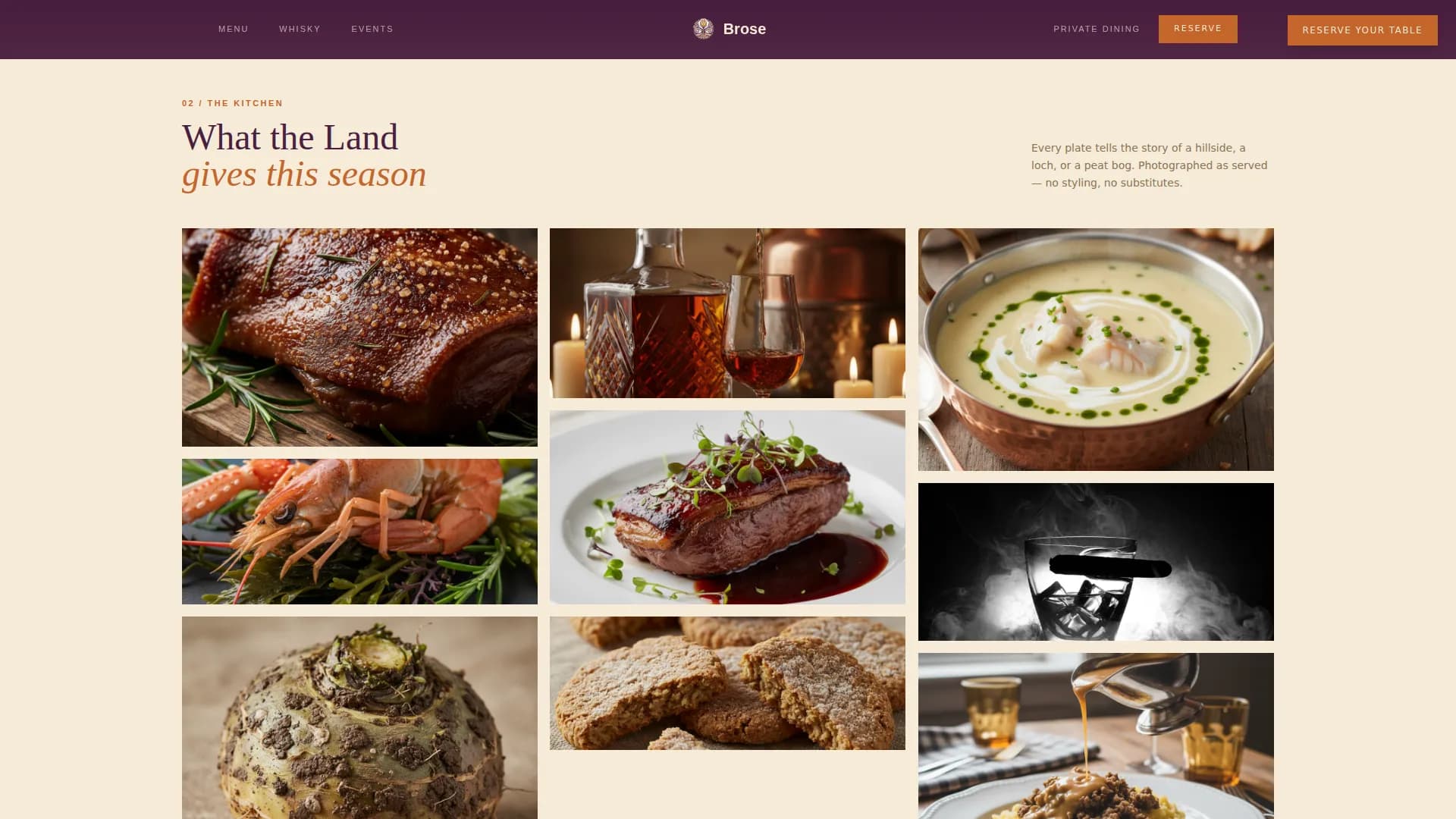 Heritage — Noble Scottish Cuisine Landing Page Template