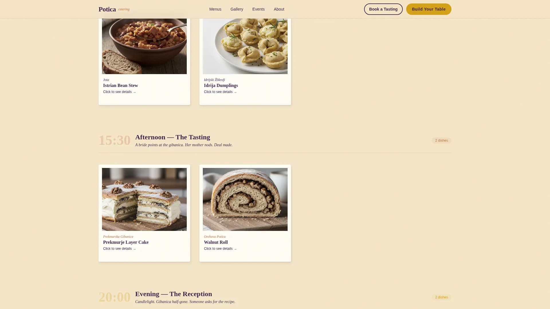Potica — Masterful Slovenian Catering Landing Page Template
