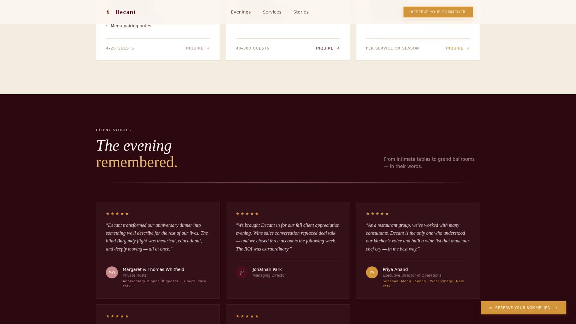Decant — Expert Wine Tasting Landing Page Template