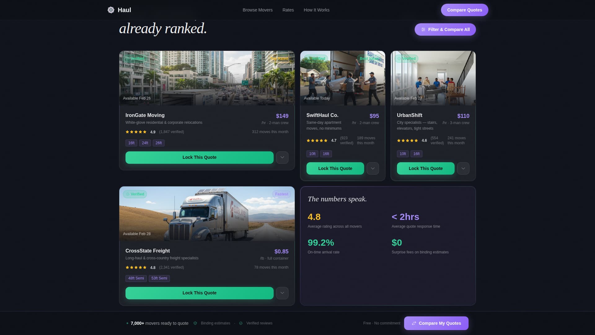 Moving Service Digital Presence Booking Website Template