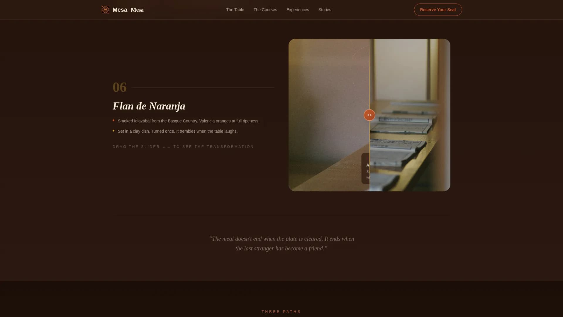 Mesa — Curated Tasting Menu Landing Page Template