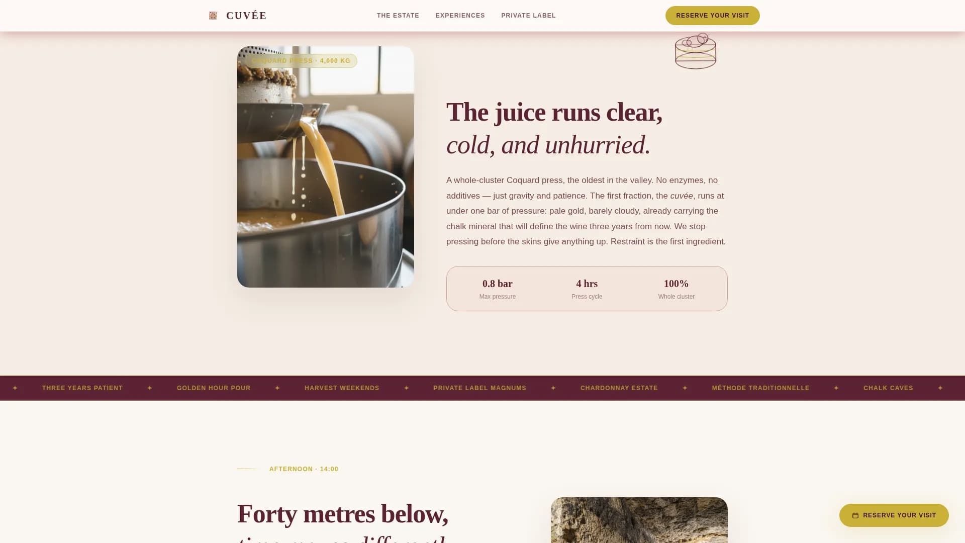Cuve — Premium Sparkling Wine Landing Page Template