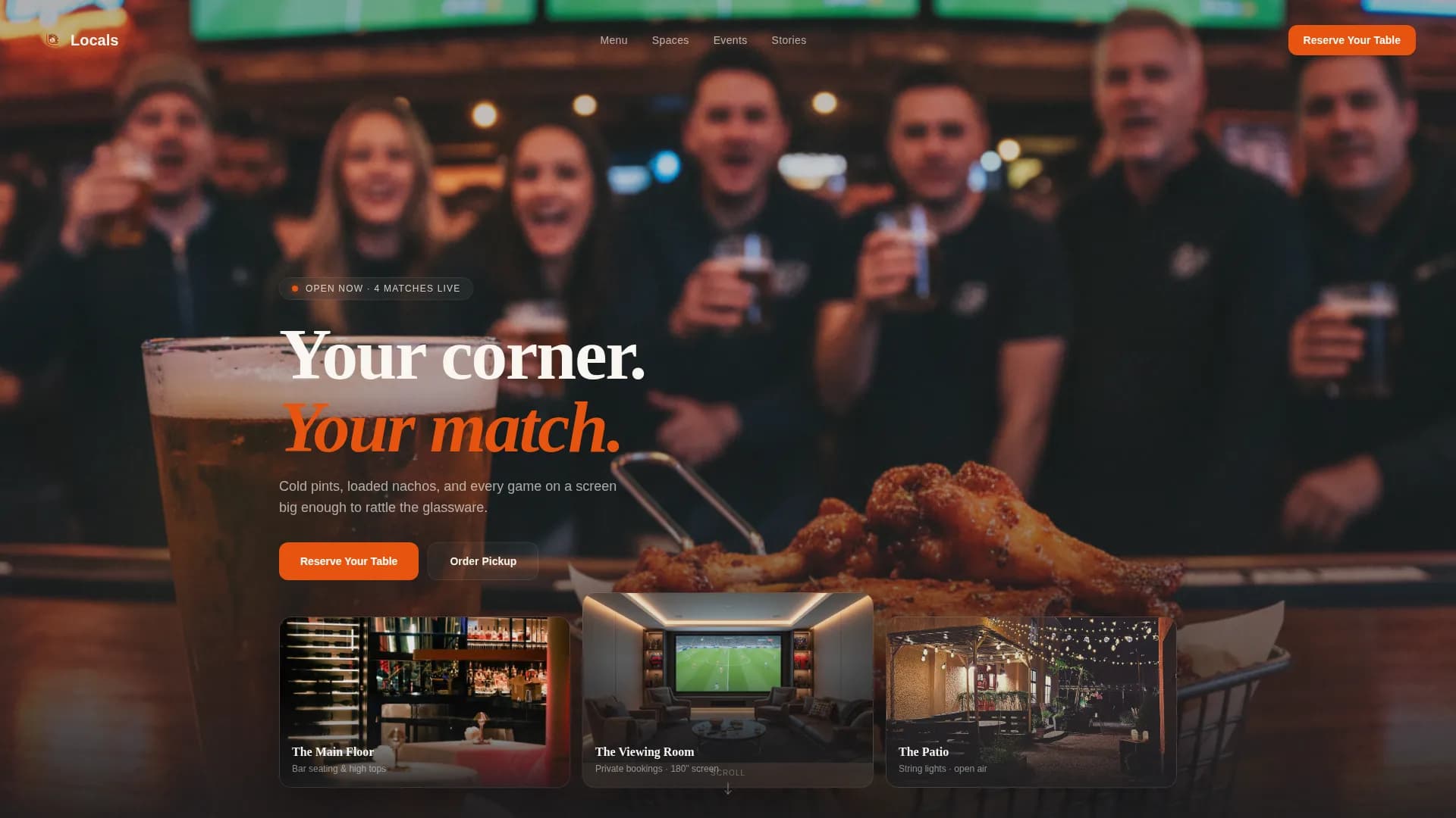 Locals - Neighborhood Sports Bar Landing Page Template