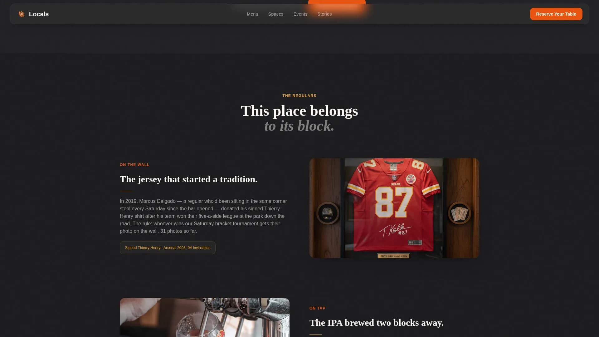 Locals - Neighborhood Sports Bar Landing Page Template
