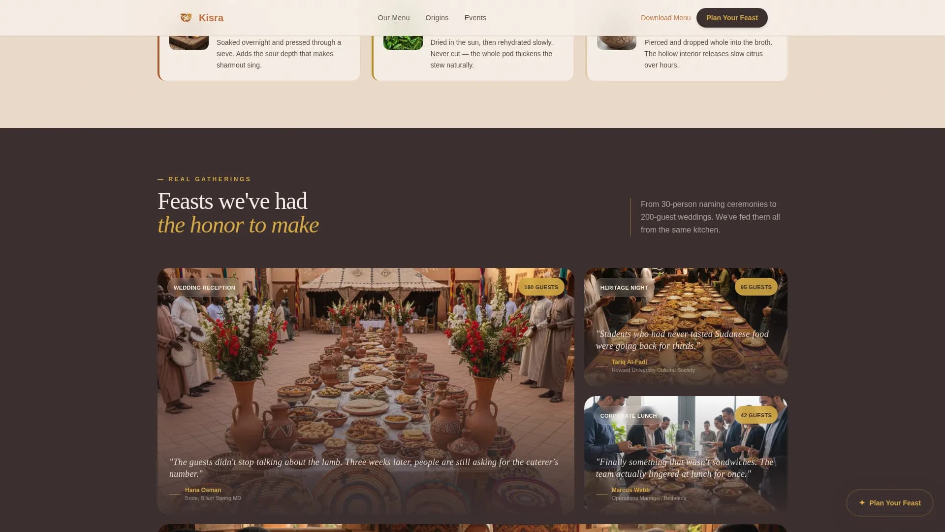 Kisra - Authentic Sudanese Catering Landing Page Template