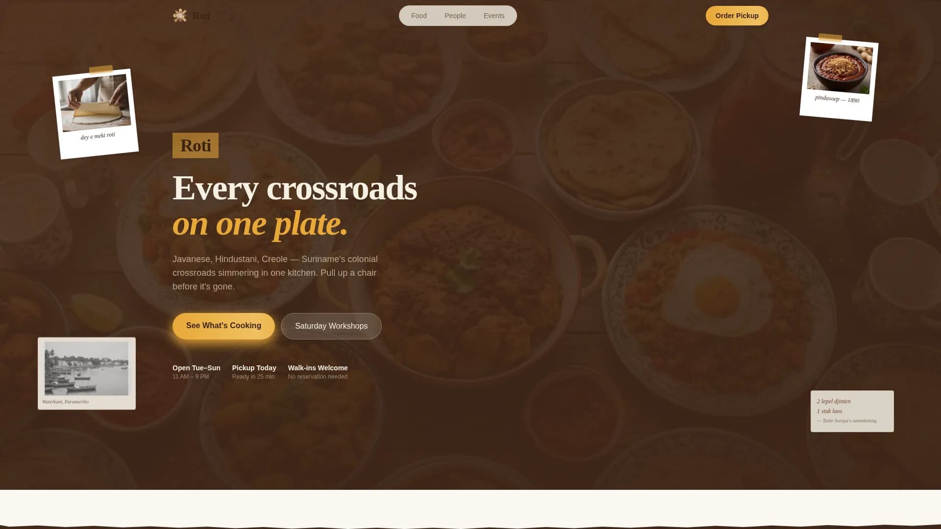Roti - Authentic Surinamese Dining Landing Page Template