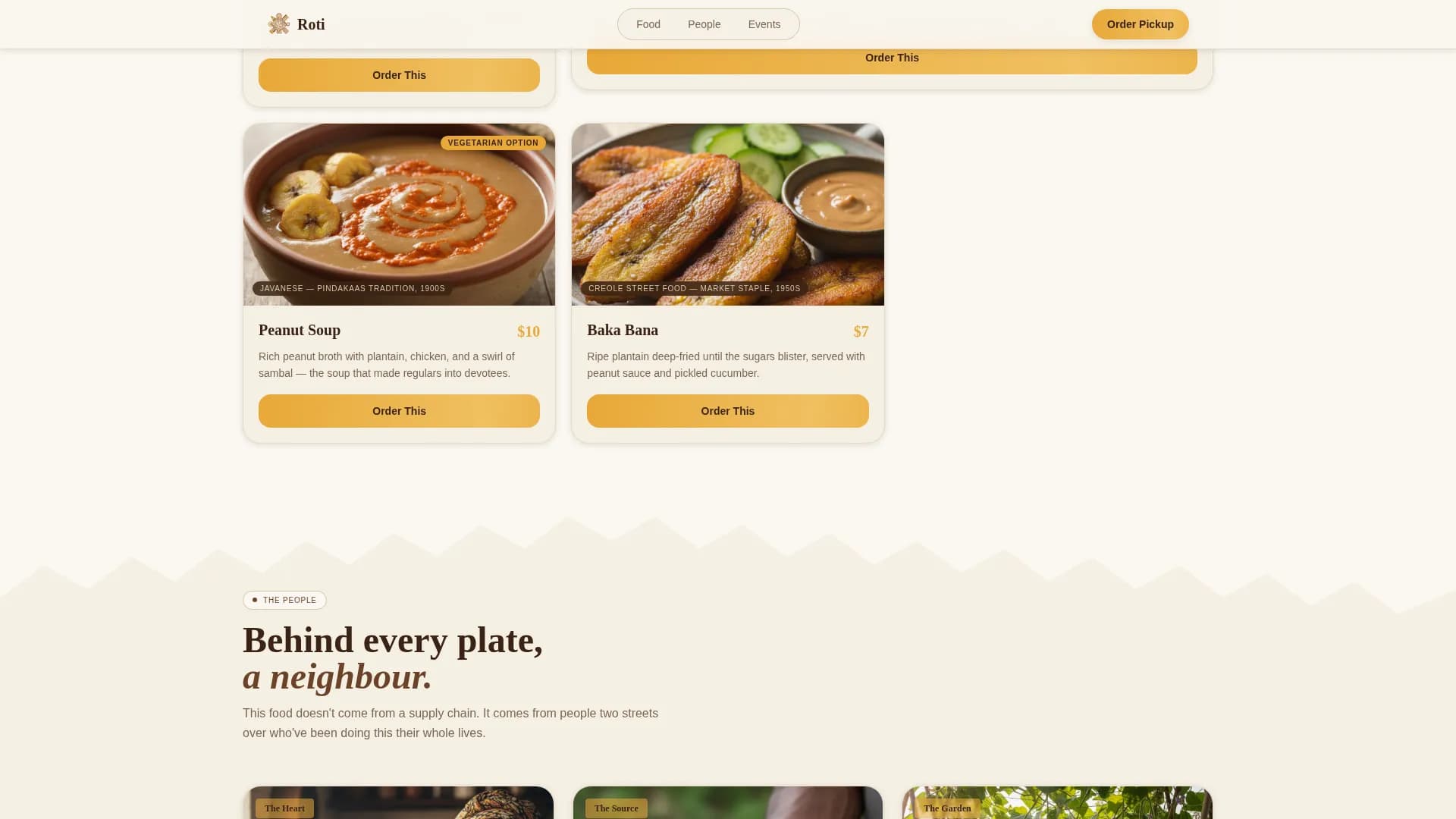 Roti - Authentic Surinamese Dining Landing Page Template