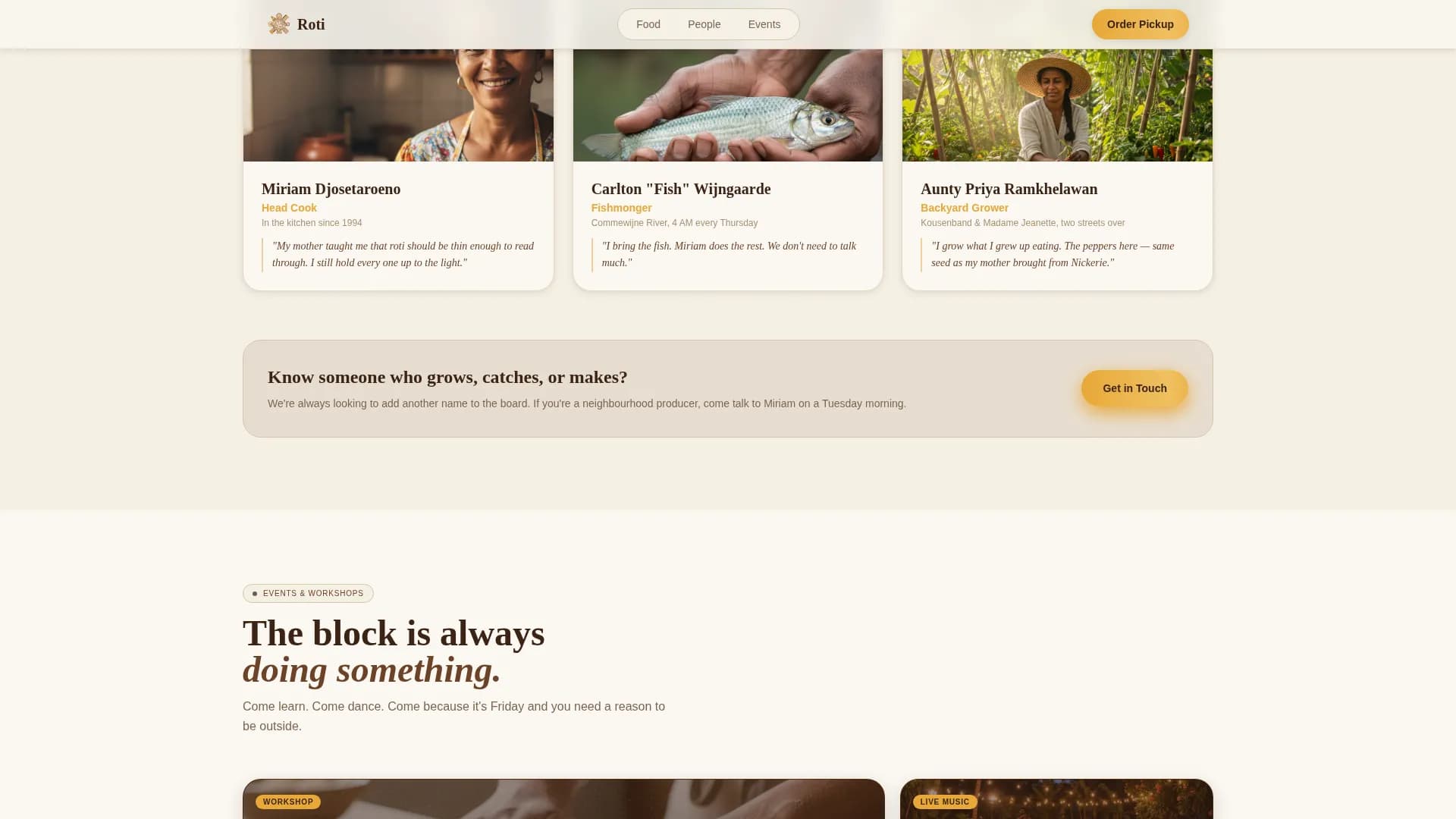 Roti - Authentic Surinamese Dining Landing Page Template