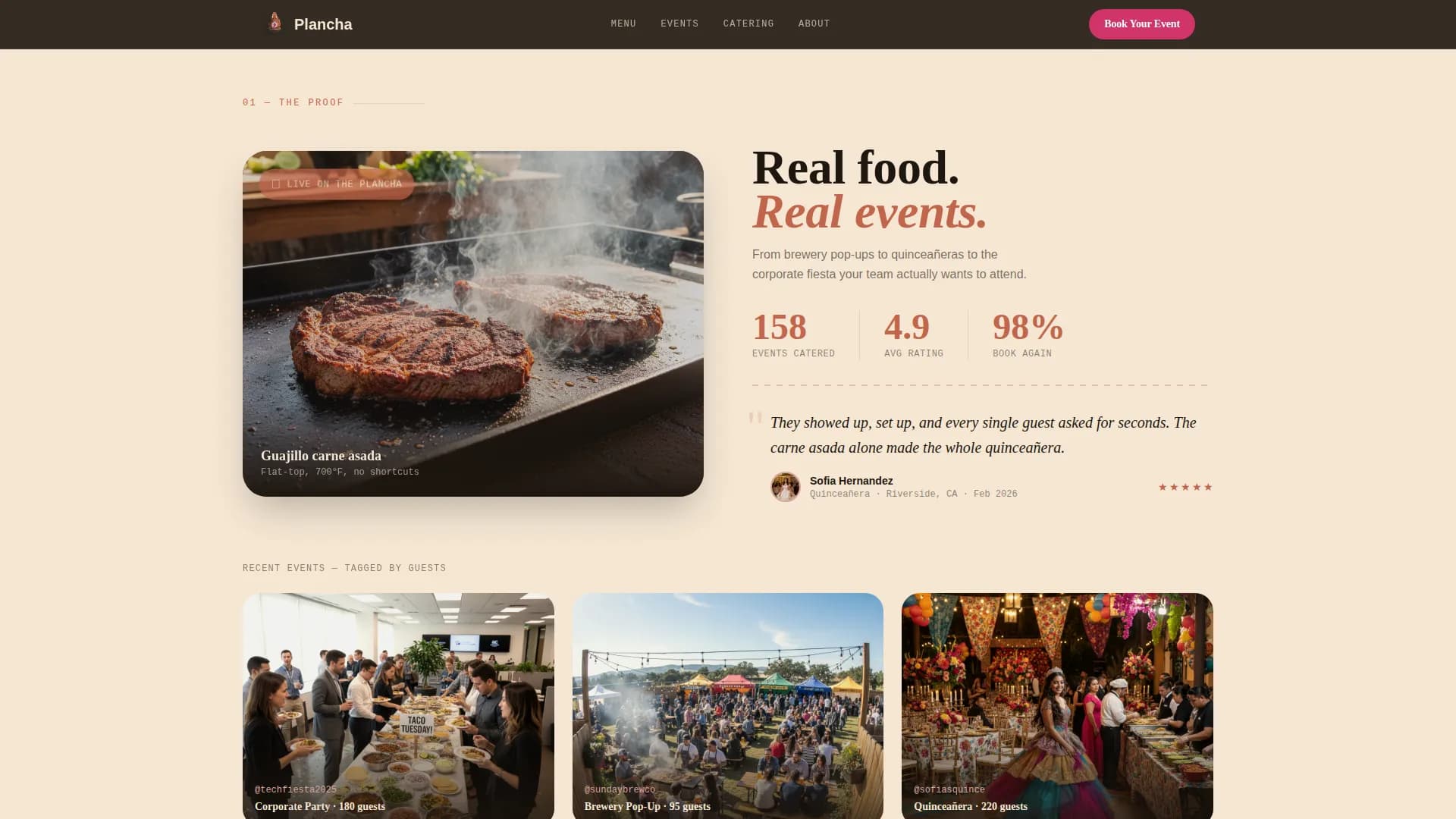 Plancha — Bold Taco Catering Landing Page Template