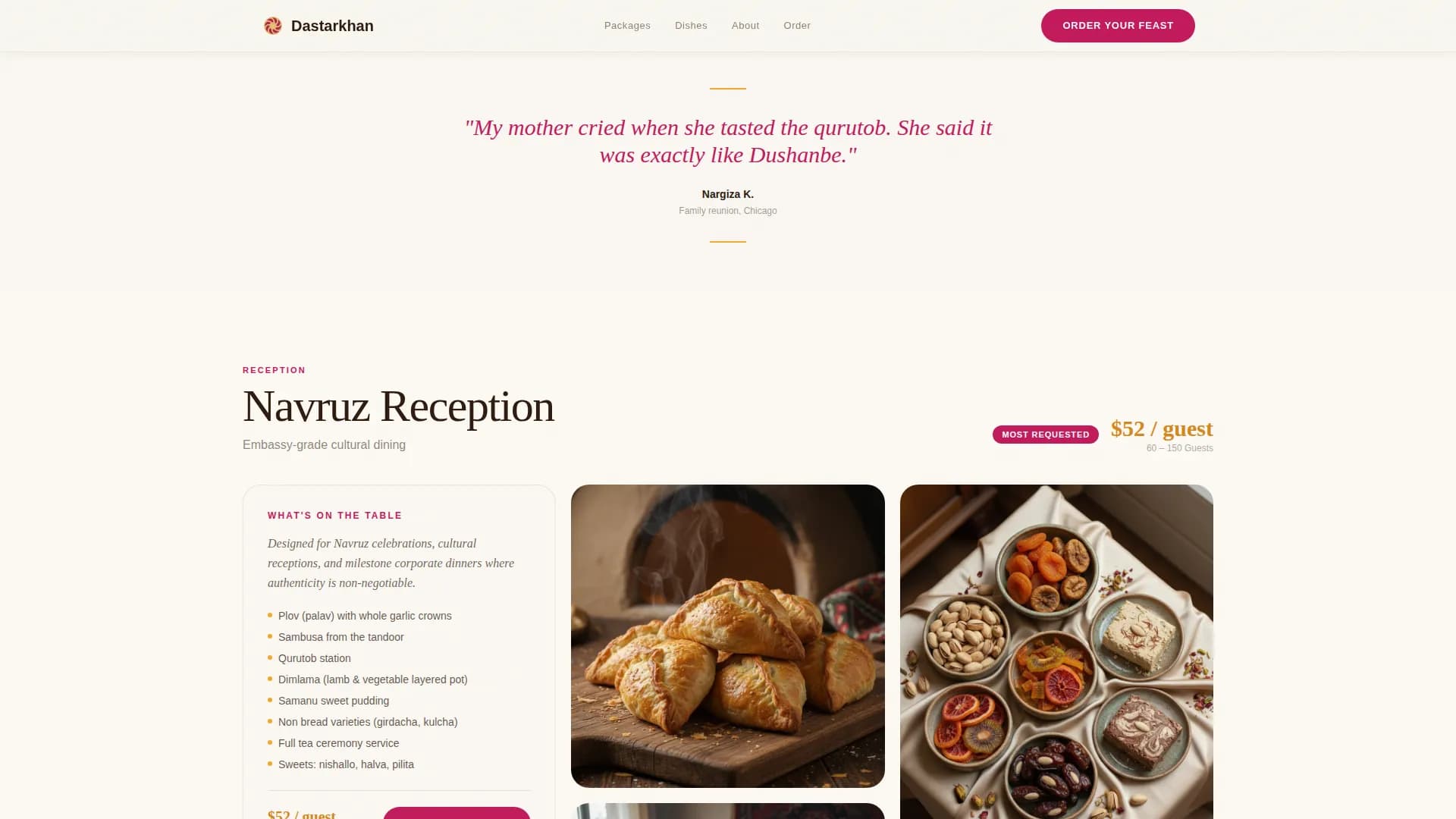 Dastarkhan - Luxe Tajik Catering Landing Page Template