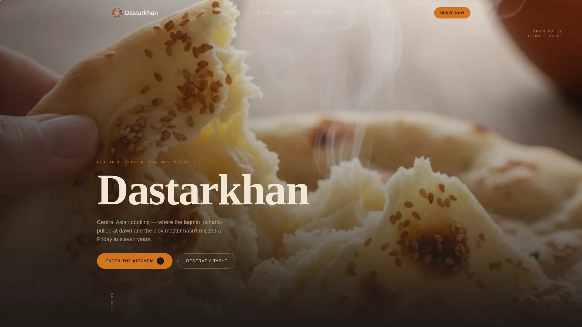 Dastarkhan — Neo Tajik Dining Landing Page Template