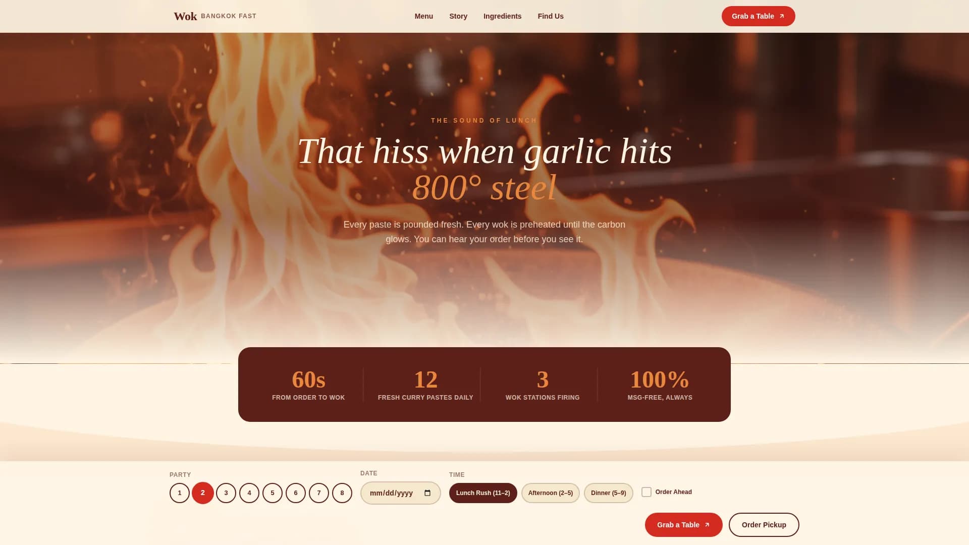 Wok — Sizzling Thai Restaurant Landing Page Template