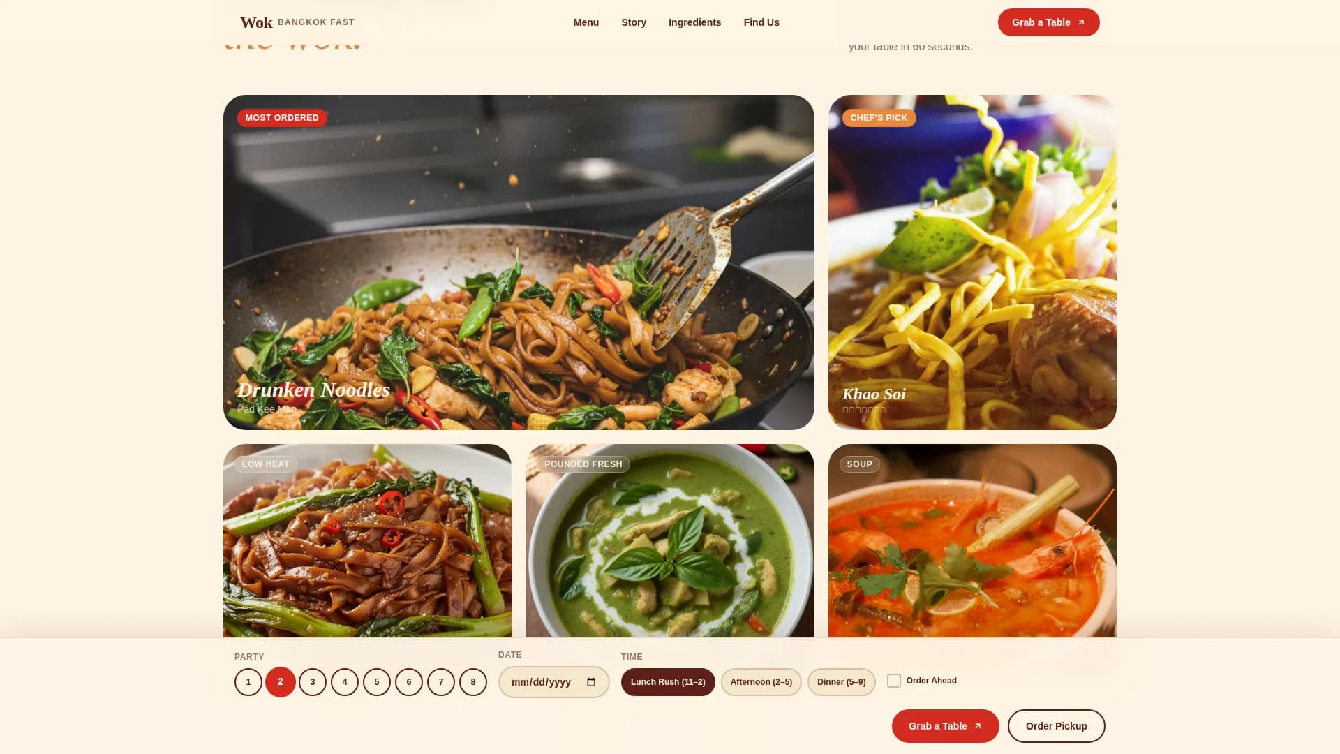 Wok — Sizzling Thai Restaurant Landing Page Template