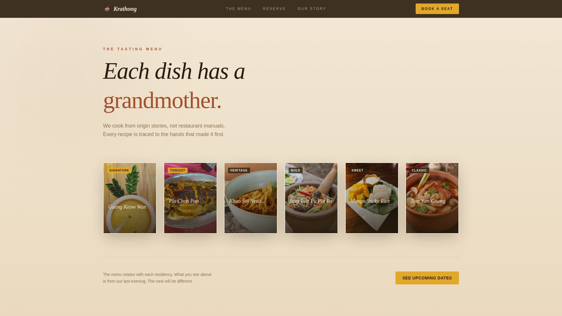 Thai Dining Booking Website Template