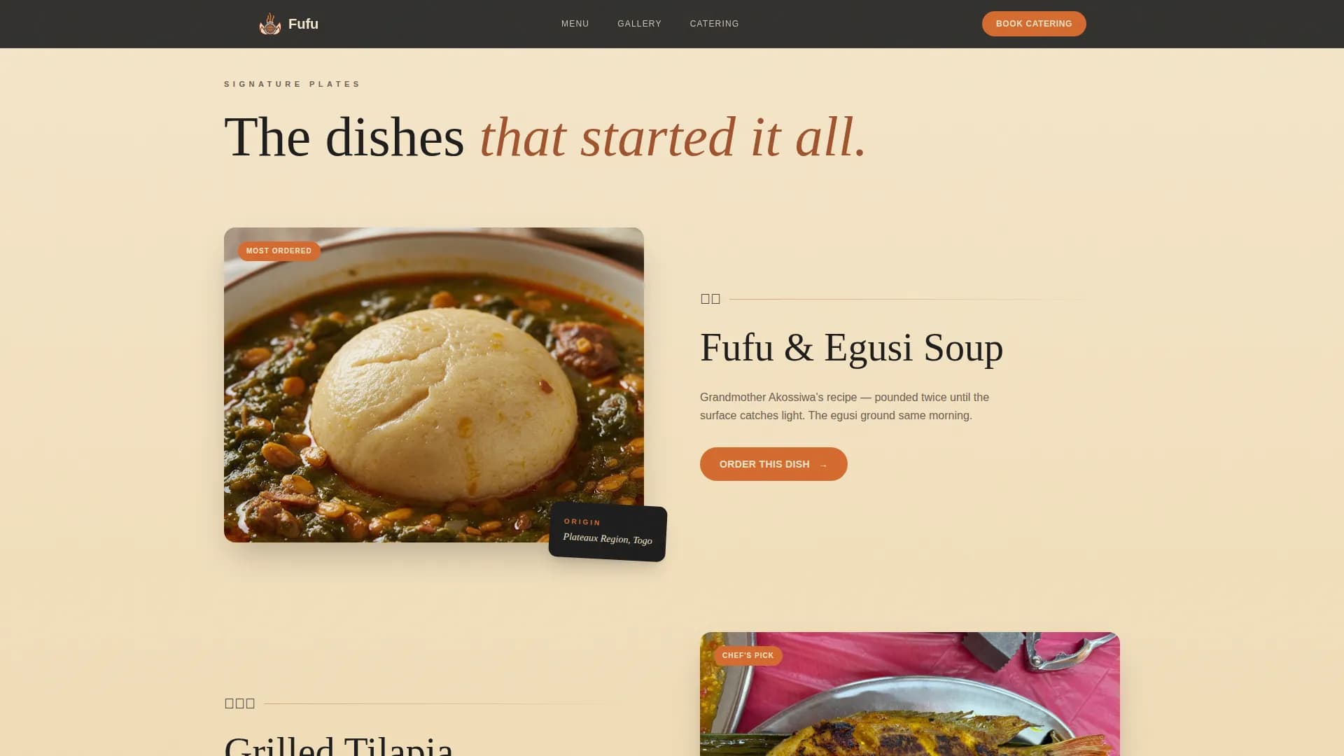 Fufu — Authentic Togolese Food Truck Landing Page Template