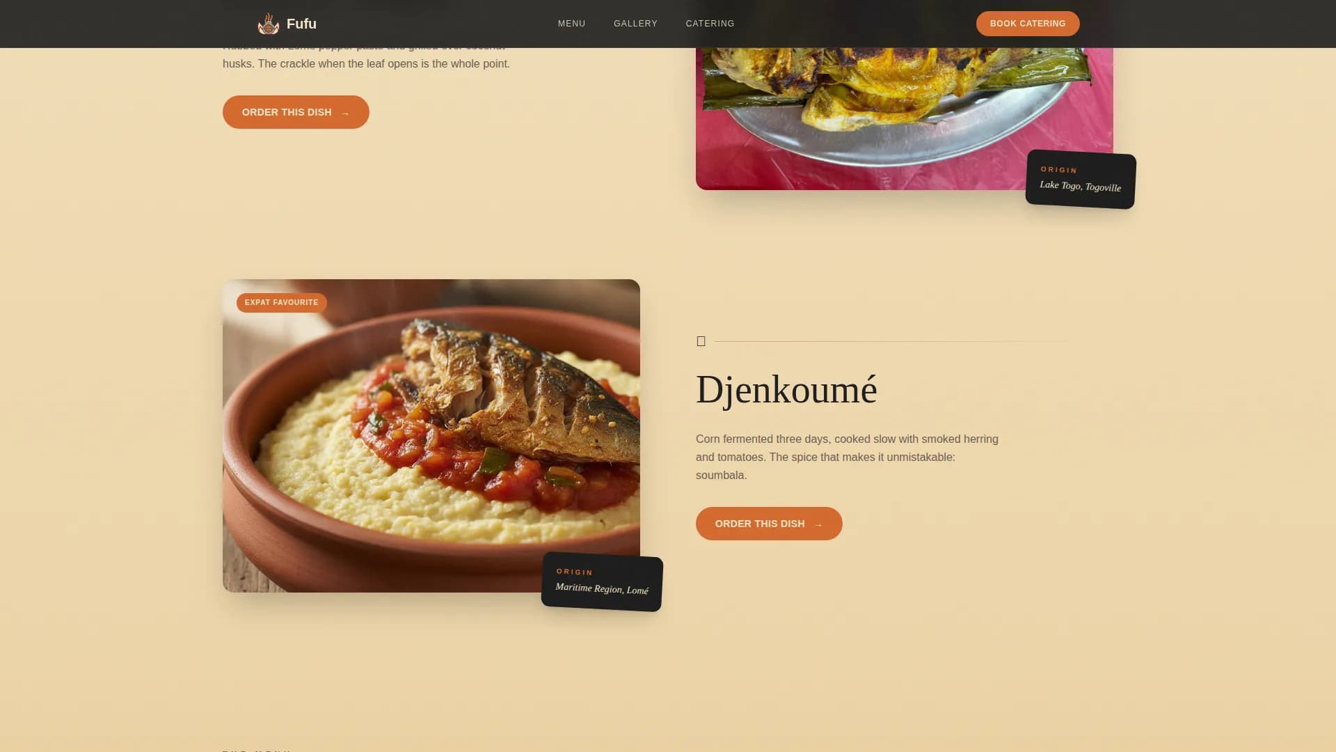 Fufu — Authentic Togolese Food Truck Landing Page Template