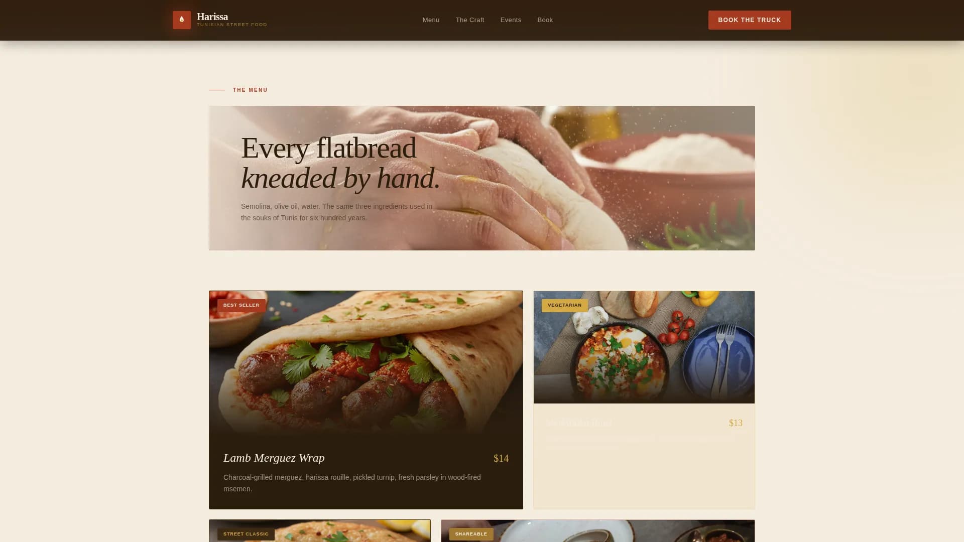 Harissa — Bold Tunisian Food Truck Landing Page Template