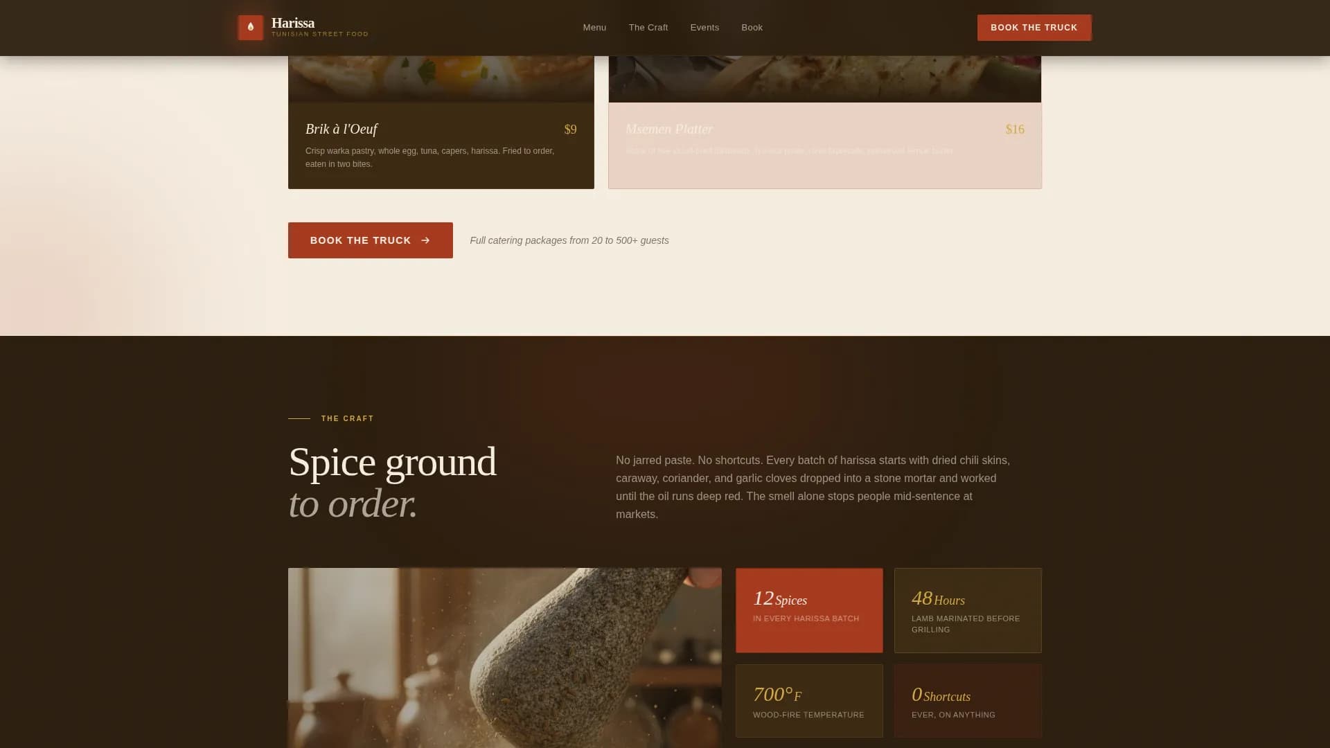 Harissa — Bold Tunisian Food Truck Landing Page Template