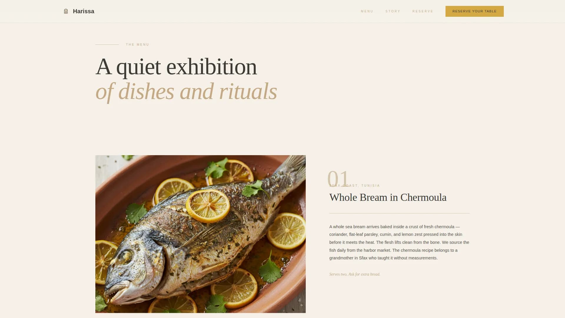 Harissa - Tunisian Restaurant Gallery Landing Page Template