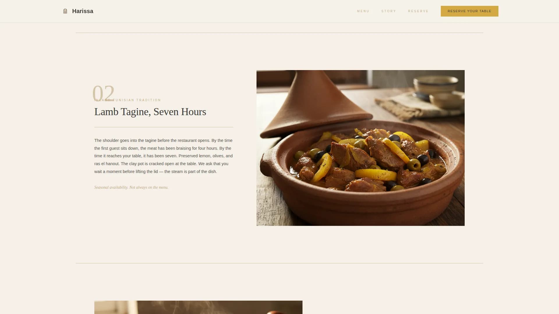 Harissa - Tunisian Restaurant Gallery Landing Page Template