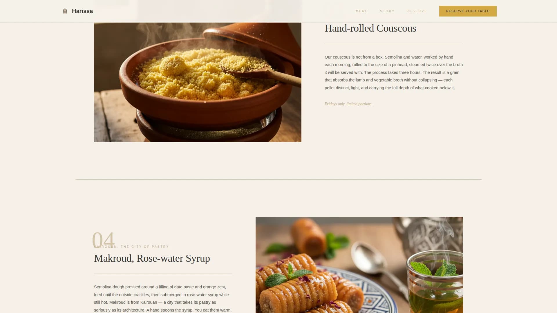 Harissa - Tunisian Restaurant Gallery Landing Page Template
