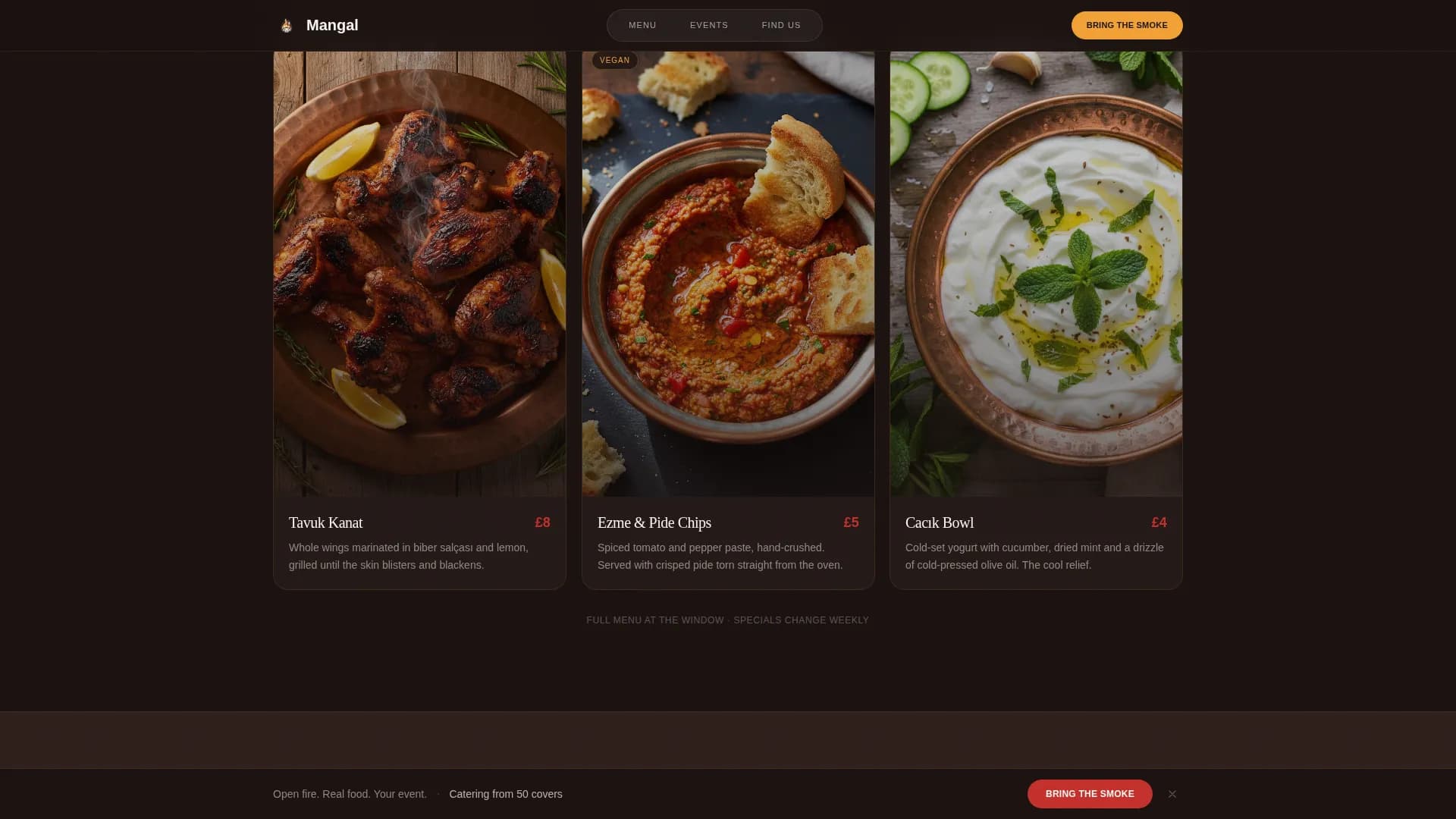Mangal — Smoky Turkish Food Truck Landing Page Template