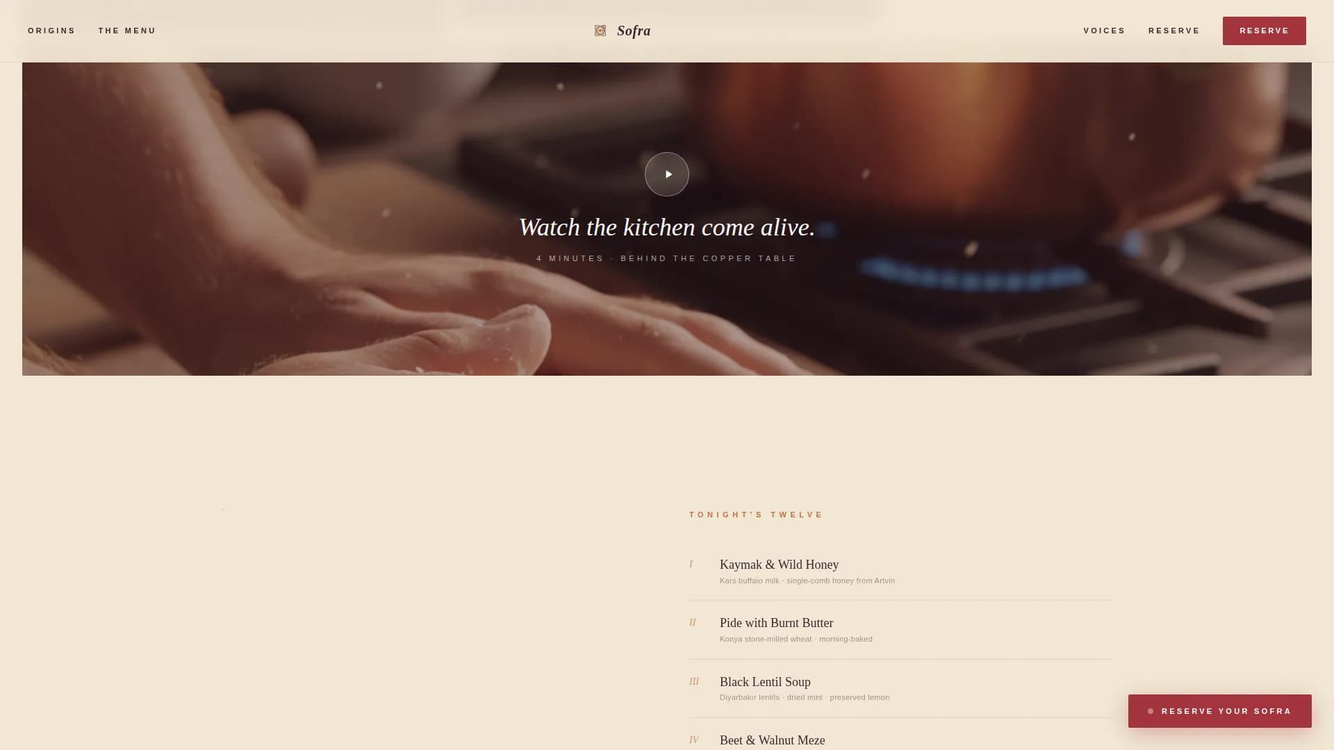 Sofra - Anatolian Tasting Journey Landing Page Template