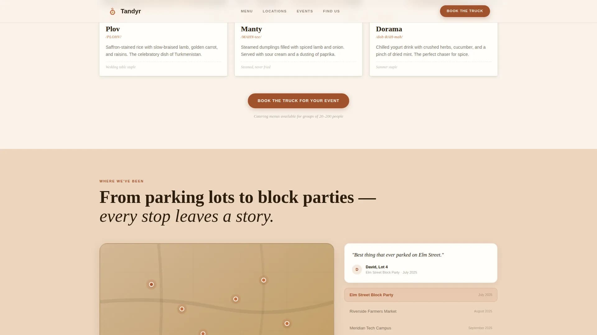 Tandyr — Artisan Turkmen Food Truck Landing Page Template