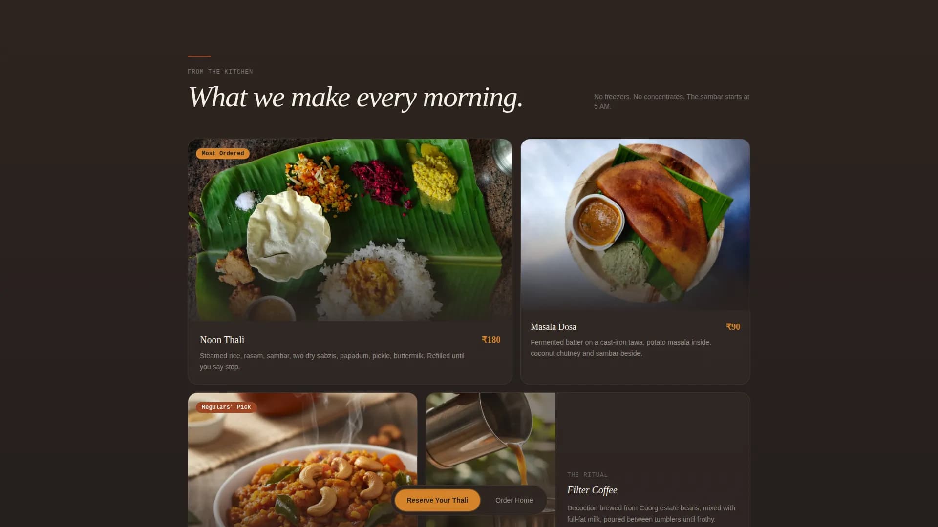 Taste — Serene Udupi Restaurant Landing Page Template