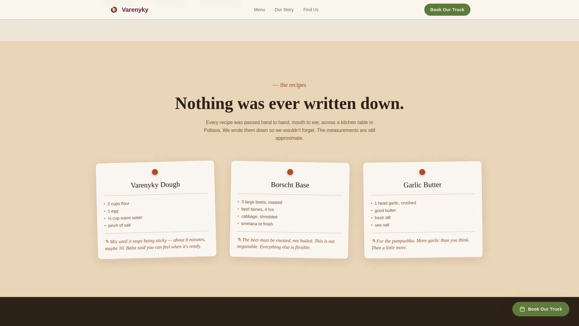 Varenyky — Signature Ukrainian Catering Landing Page Template
