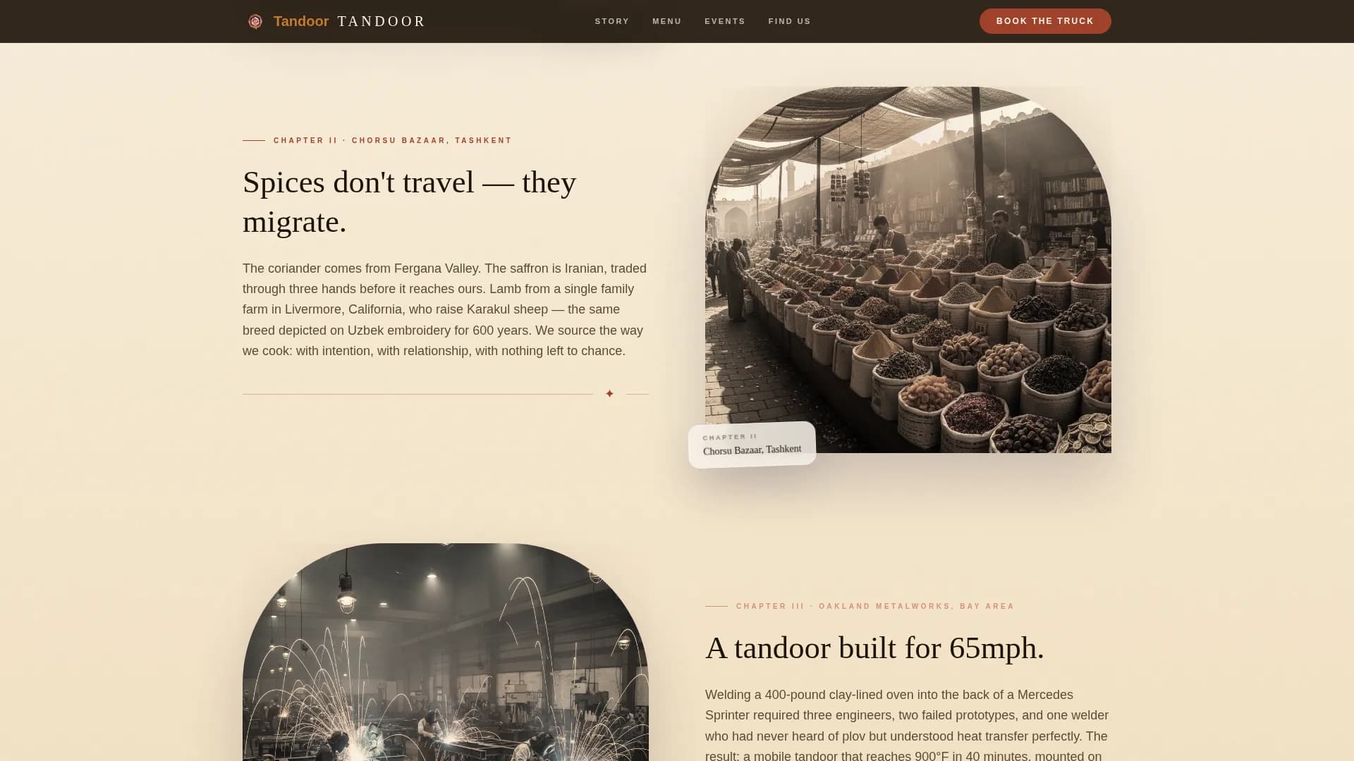 Tandoor — Authentic Silk Road Food Truck Landing Page Template