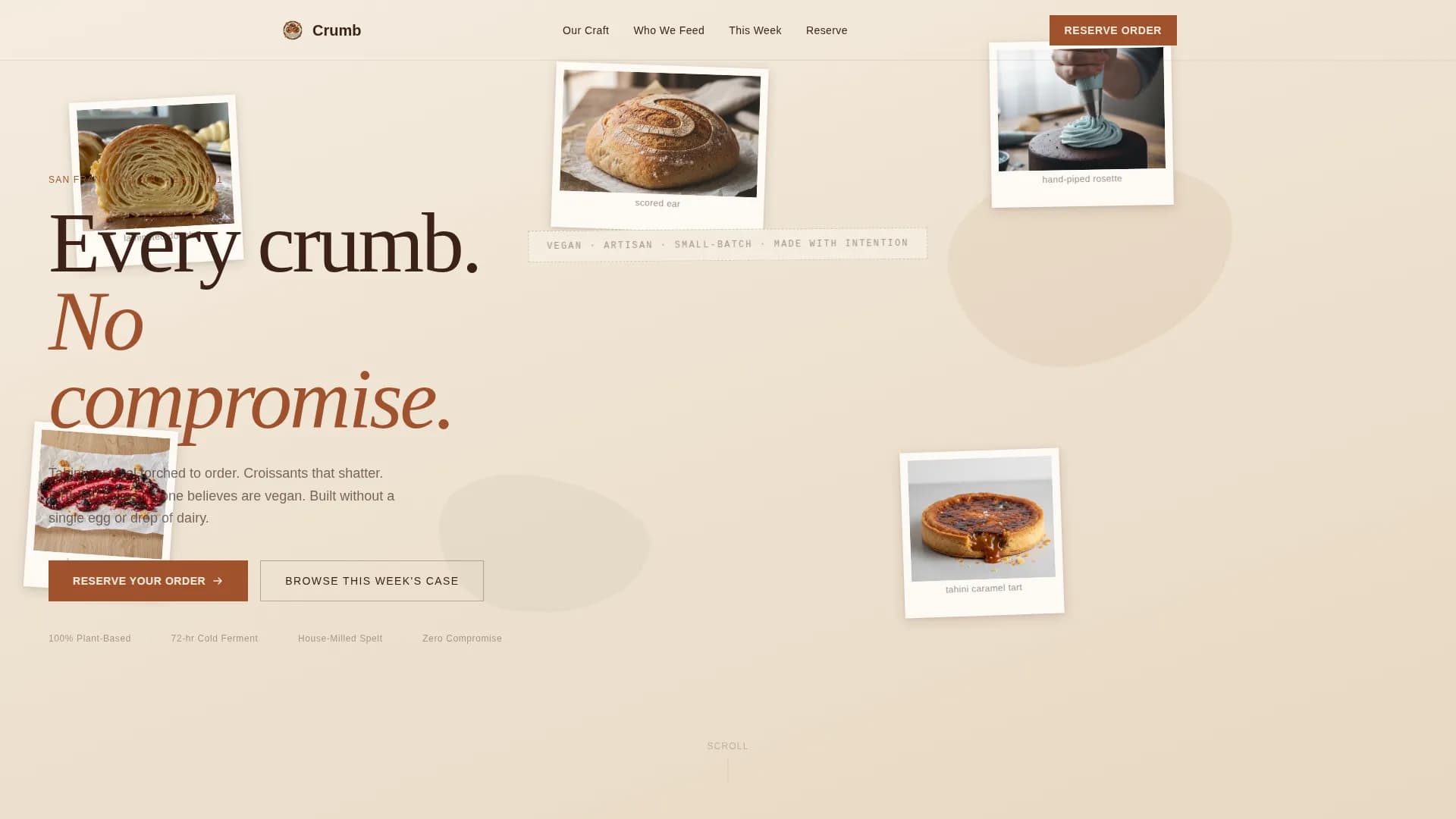 Crumb — Artisan Vegan Confectionery Landing Page Template