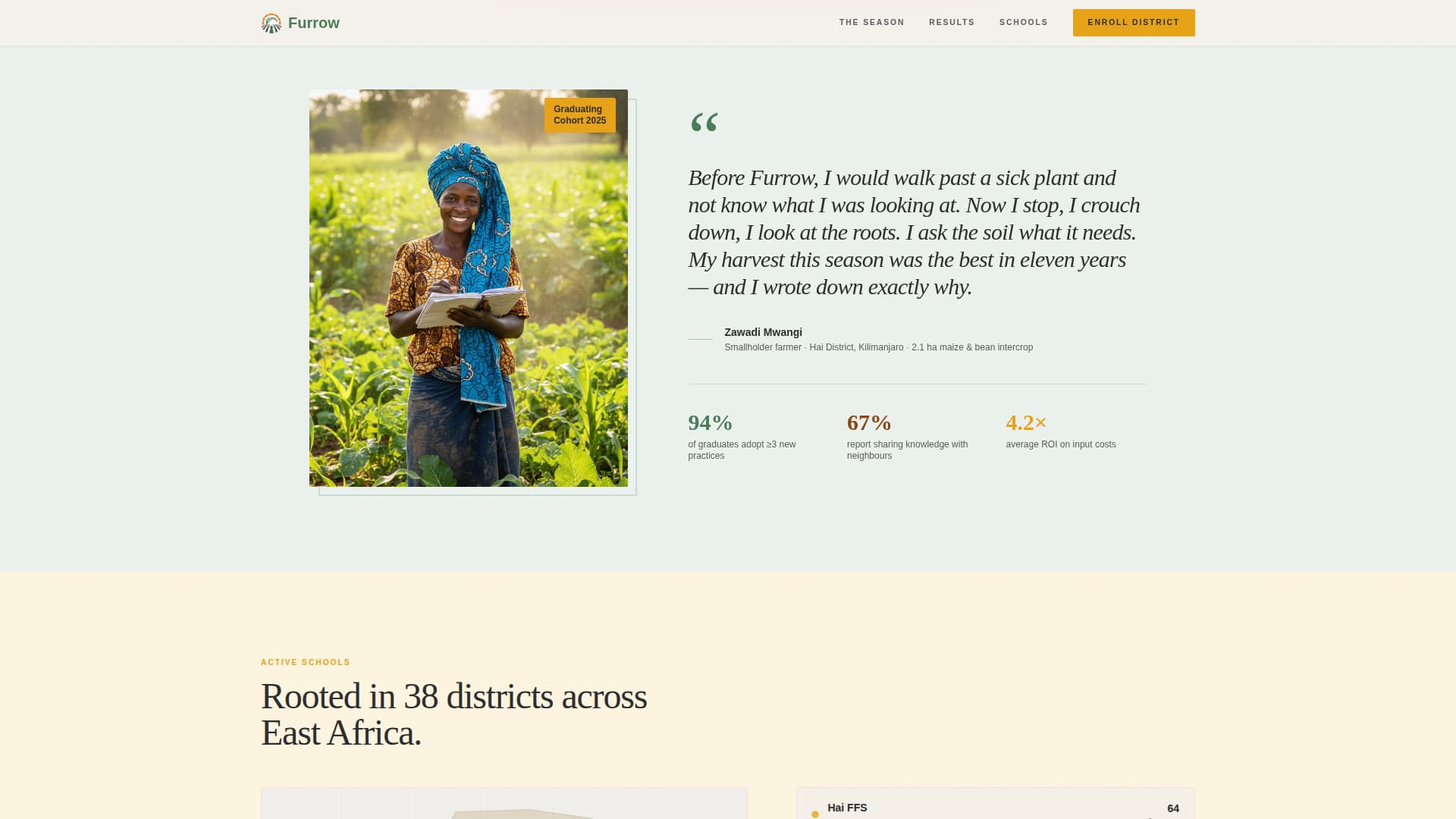 Furrow - Seasonal Farmerfieldschool Landing Page Template
