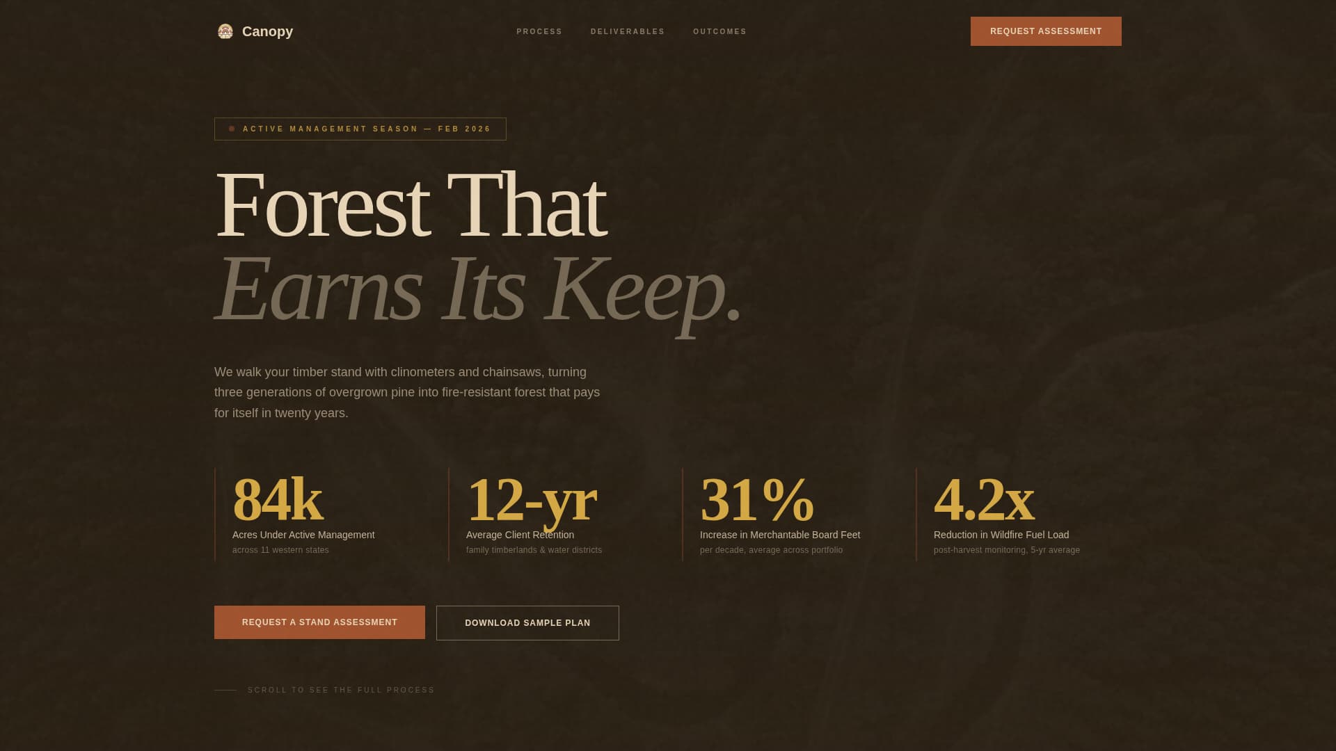 Canopy - Immersive Forestry Landing Page Template