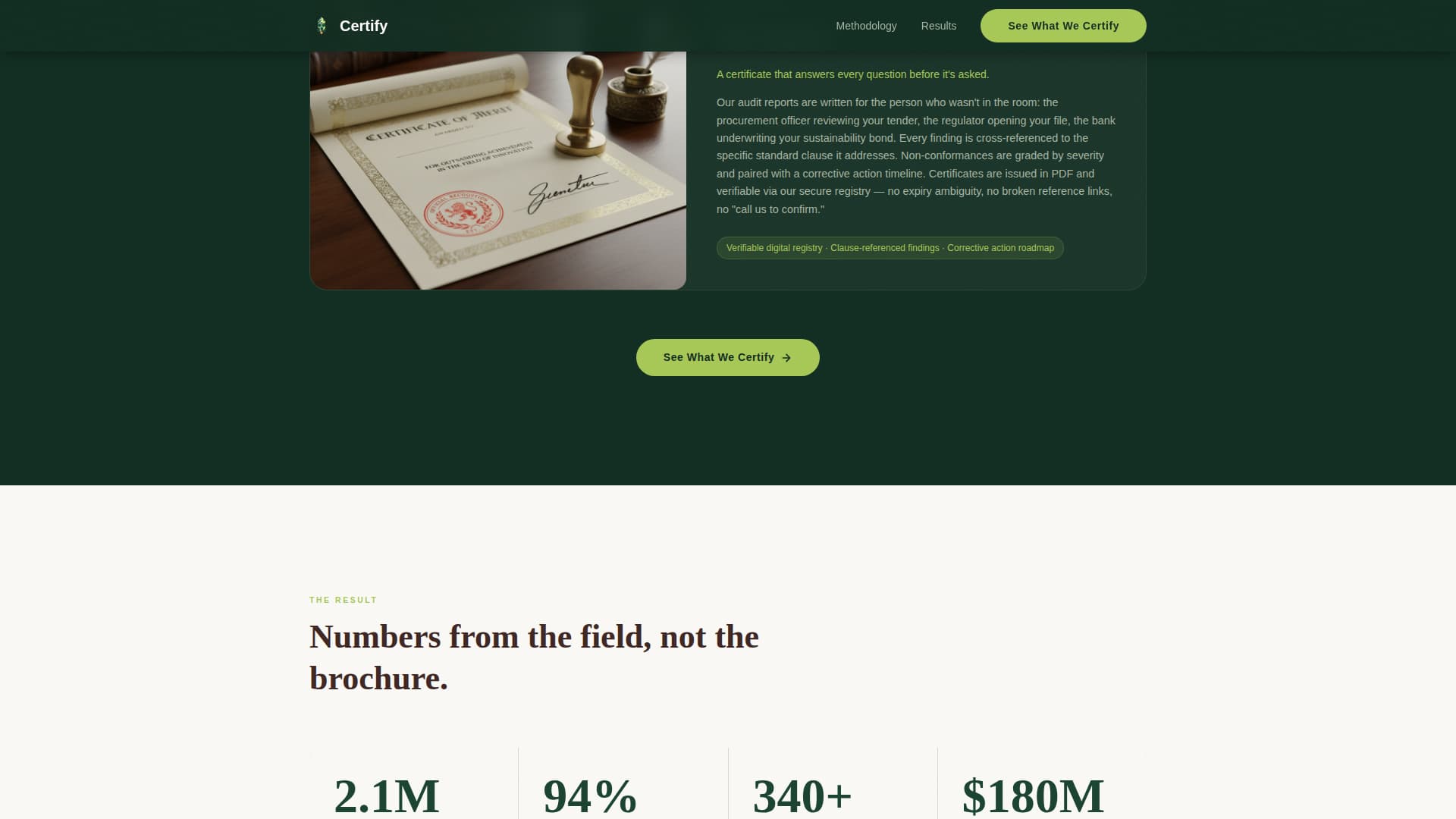 Certify - Trusted Greencertification Landing Page Template