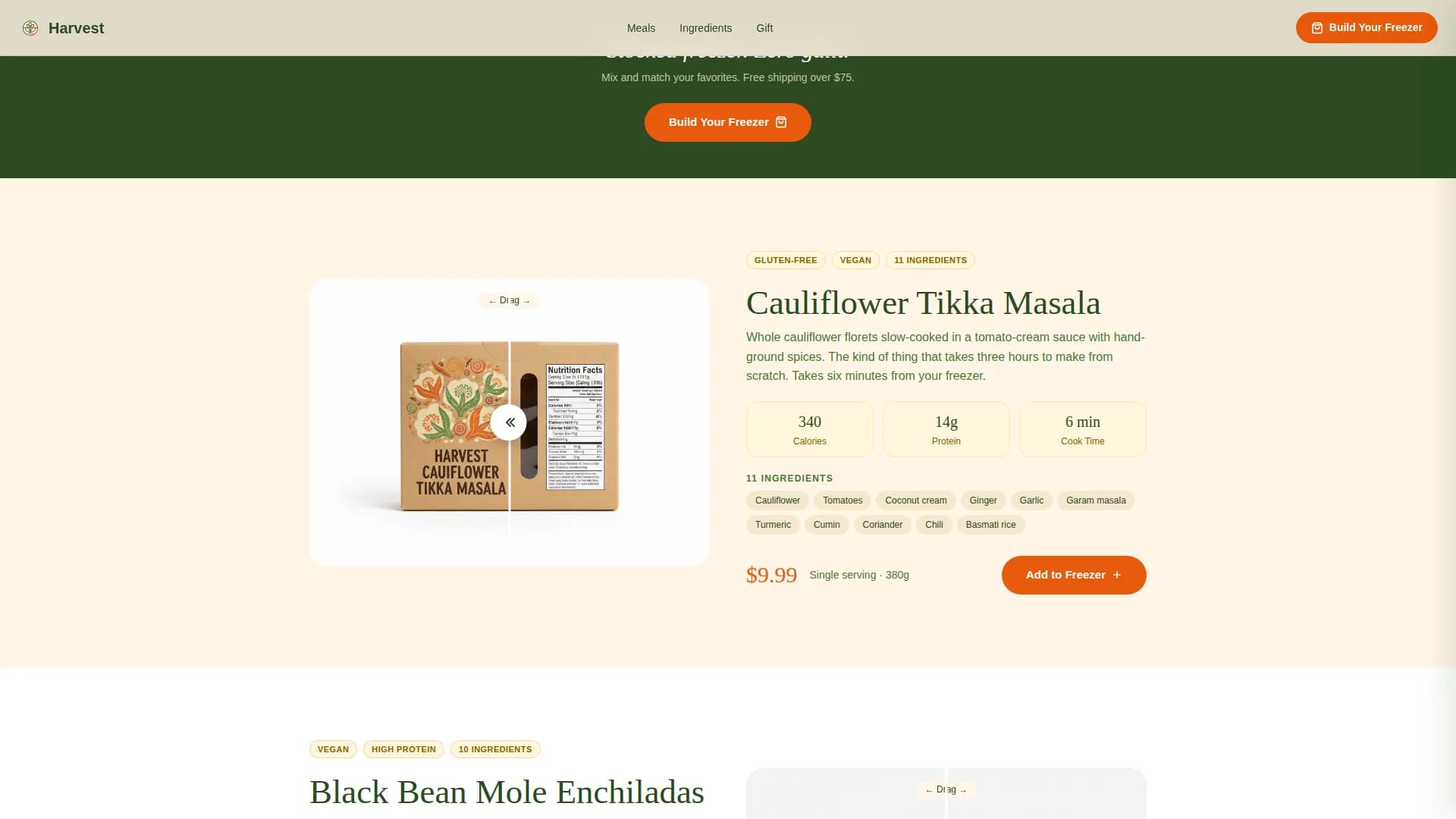 Harvest — Organic Vegetarian Foods Landing Page Template