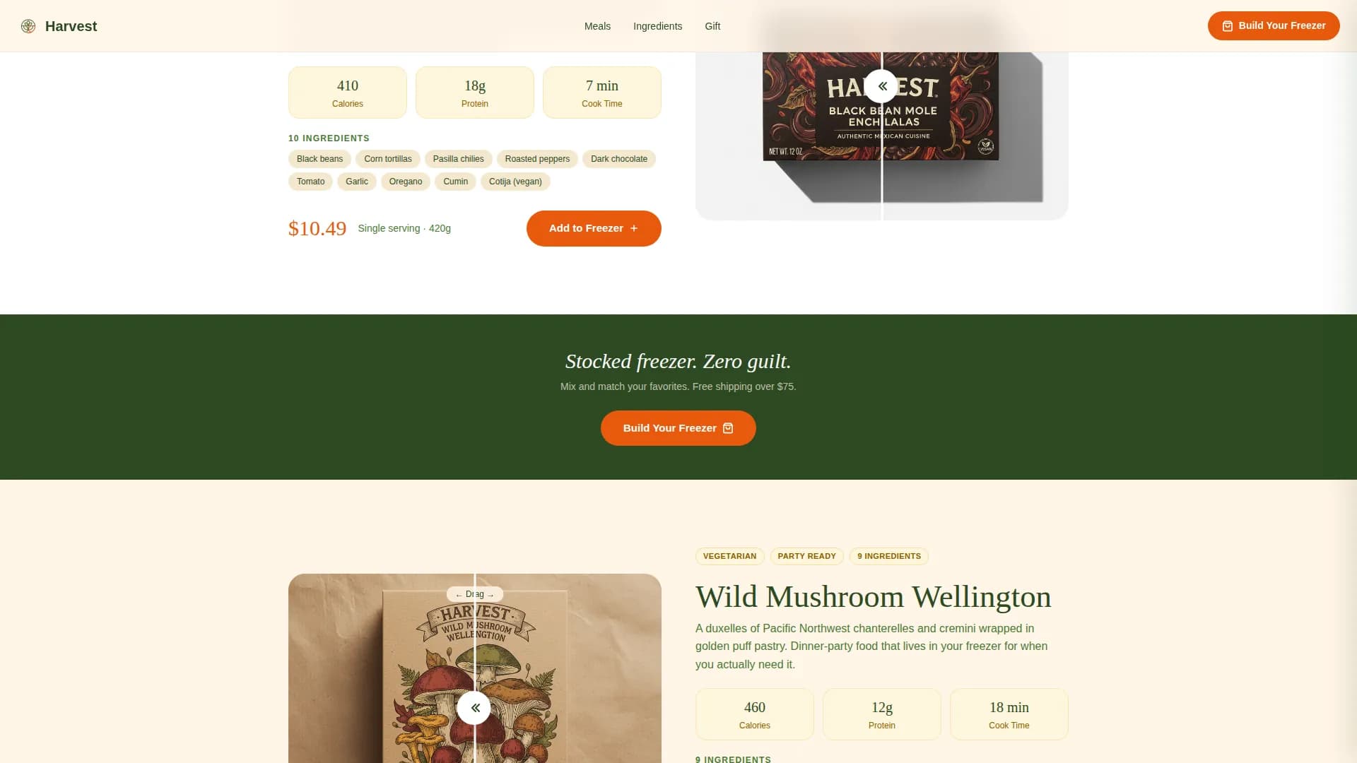Harvest — Organic Vegetarian Foods Landing Page Template