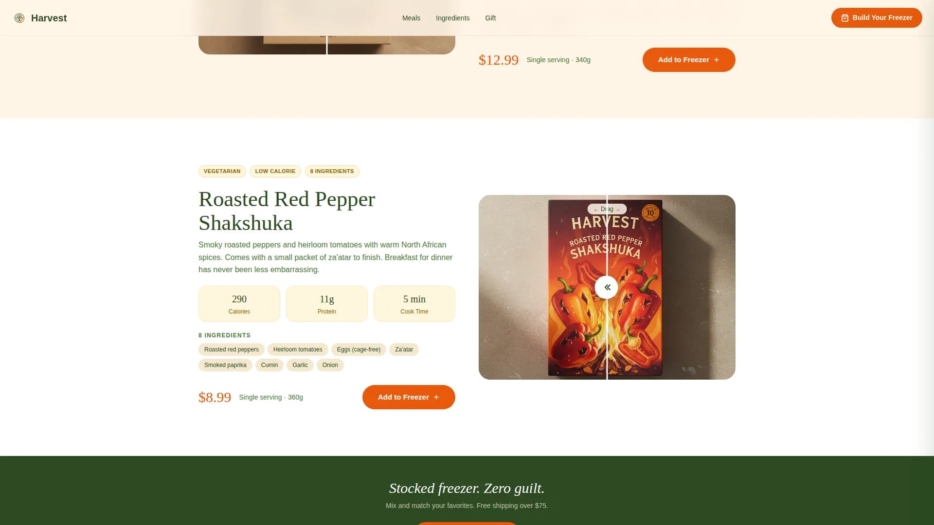 Harvest — Organic Vegetarian Foods Landing Page Template