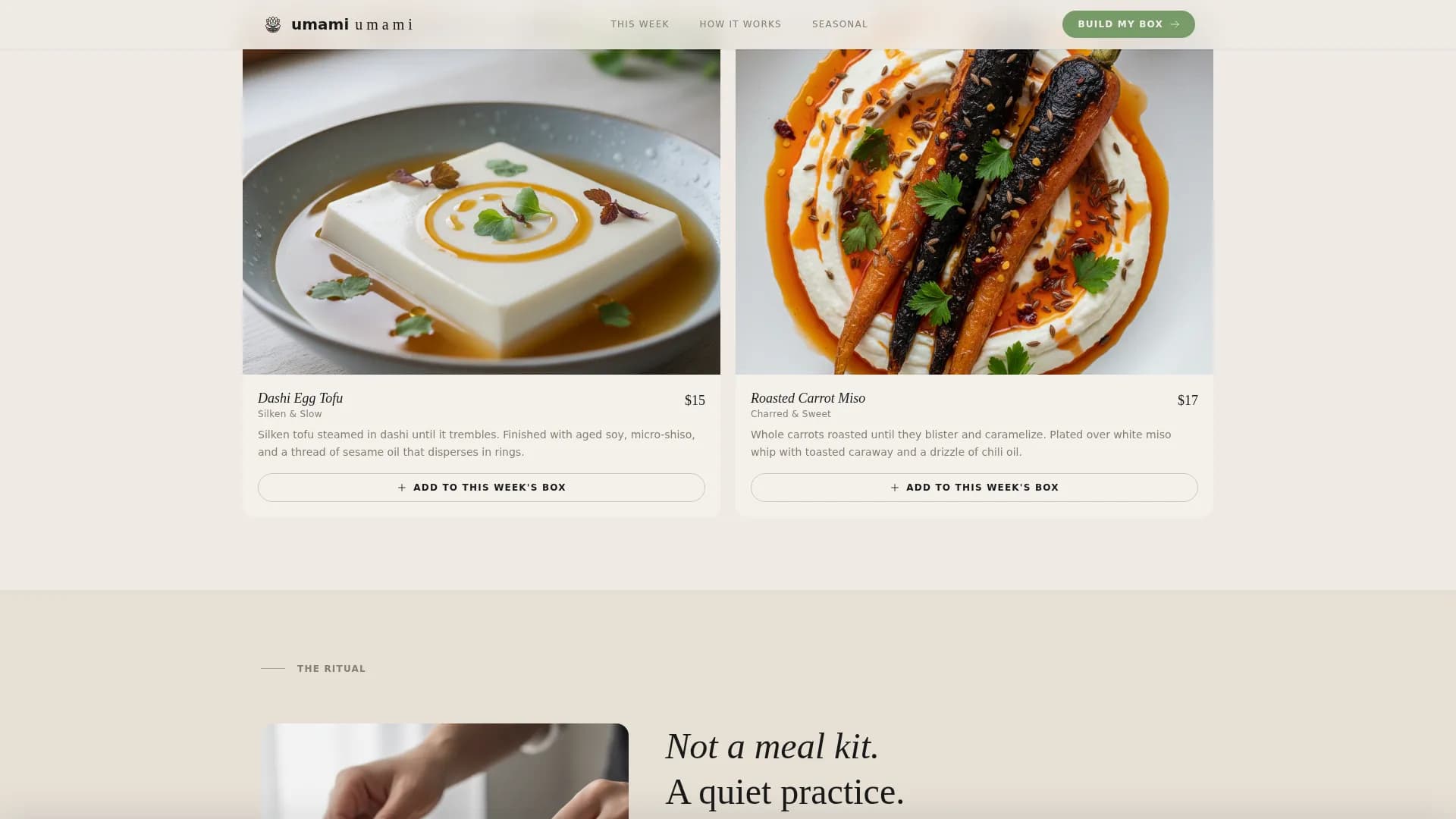 Umami — Premium Vegetarian Subscription Landing Page Template