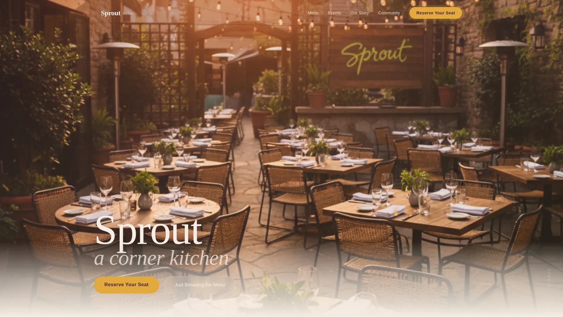Sprout — Elevate Vegetarian Dining Landing Page Template