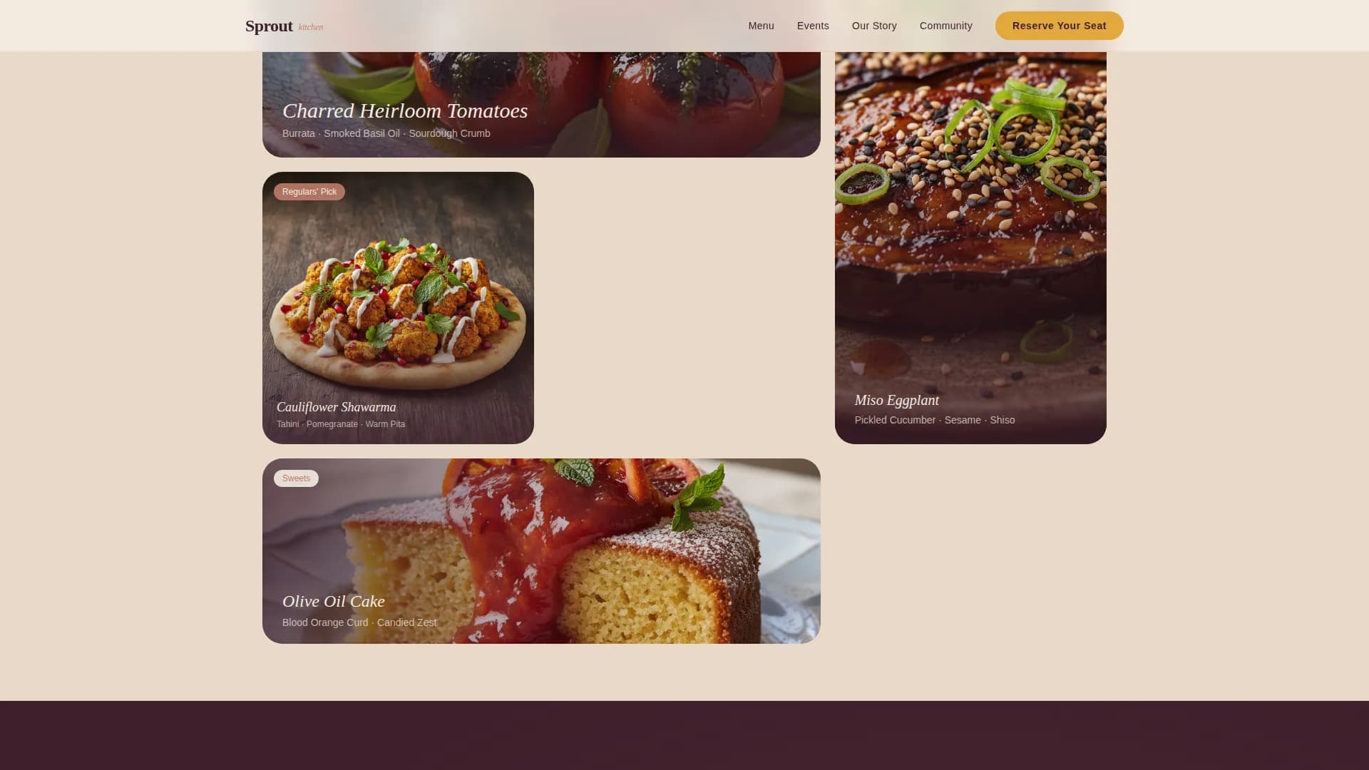 Sprout — Elevate Vegetarian Dining Landing Page Template