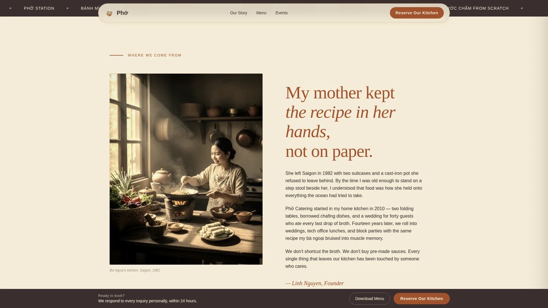 Pho - Authentic Vietnamese Catering Landing Page Template