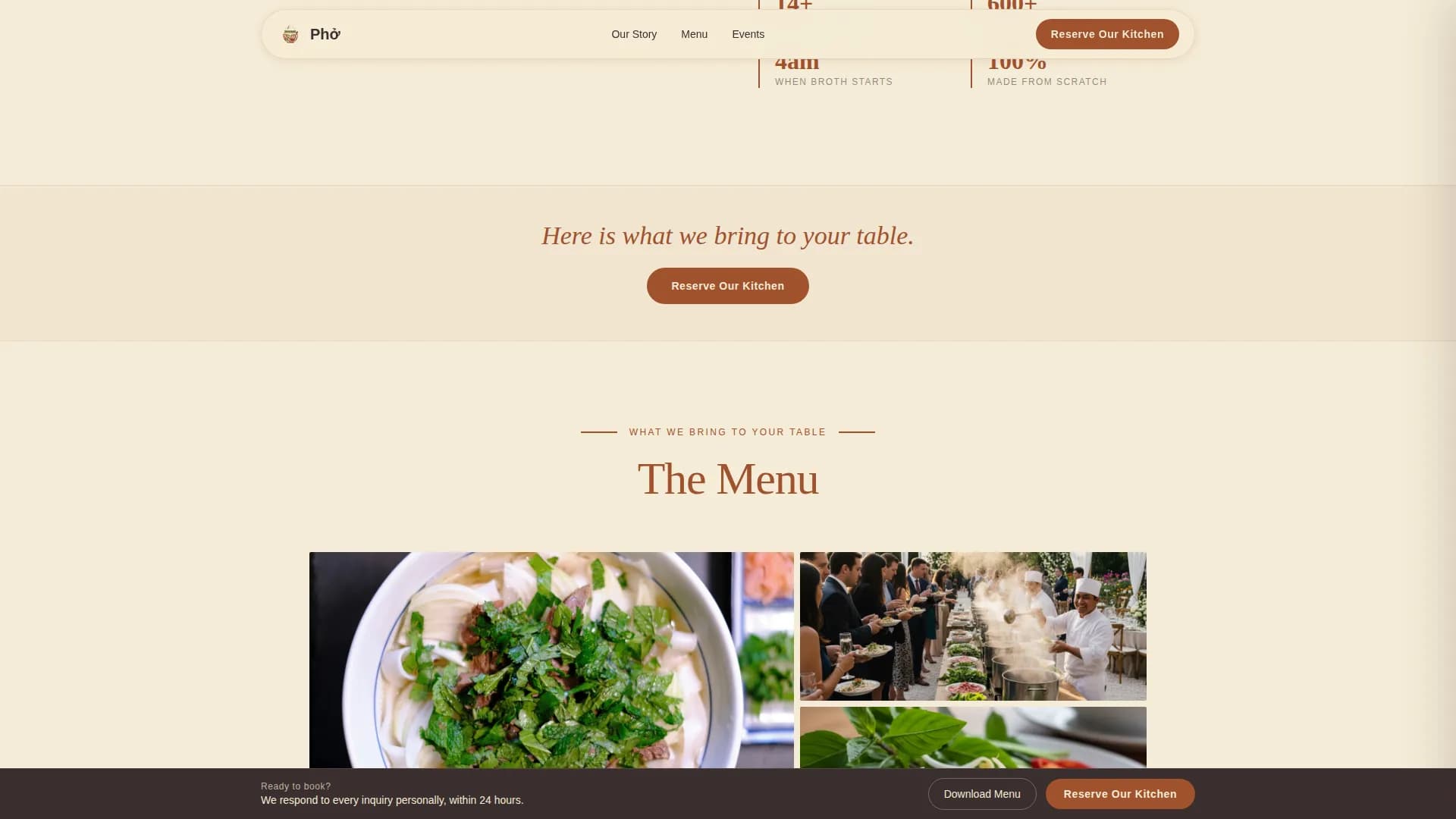 Pho - Authentic Vietnamese Catering Landing Page Template