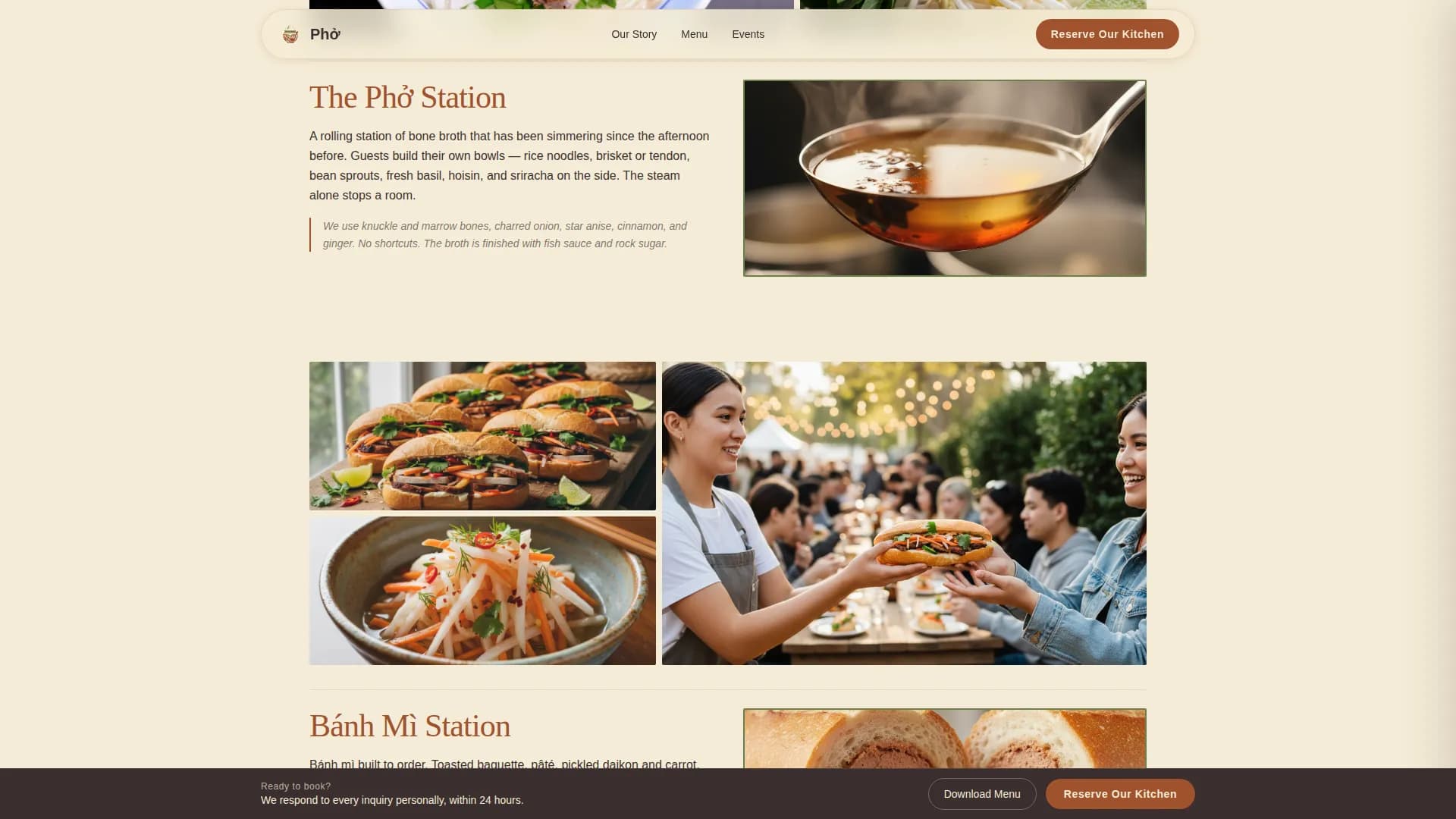 Pho - Authentic Vietnamese Catering Landing Page Template