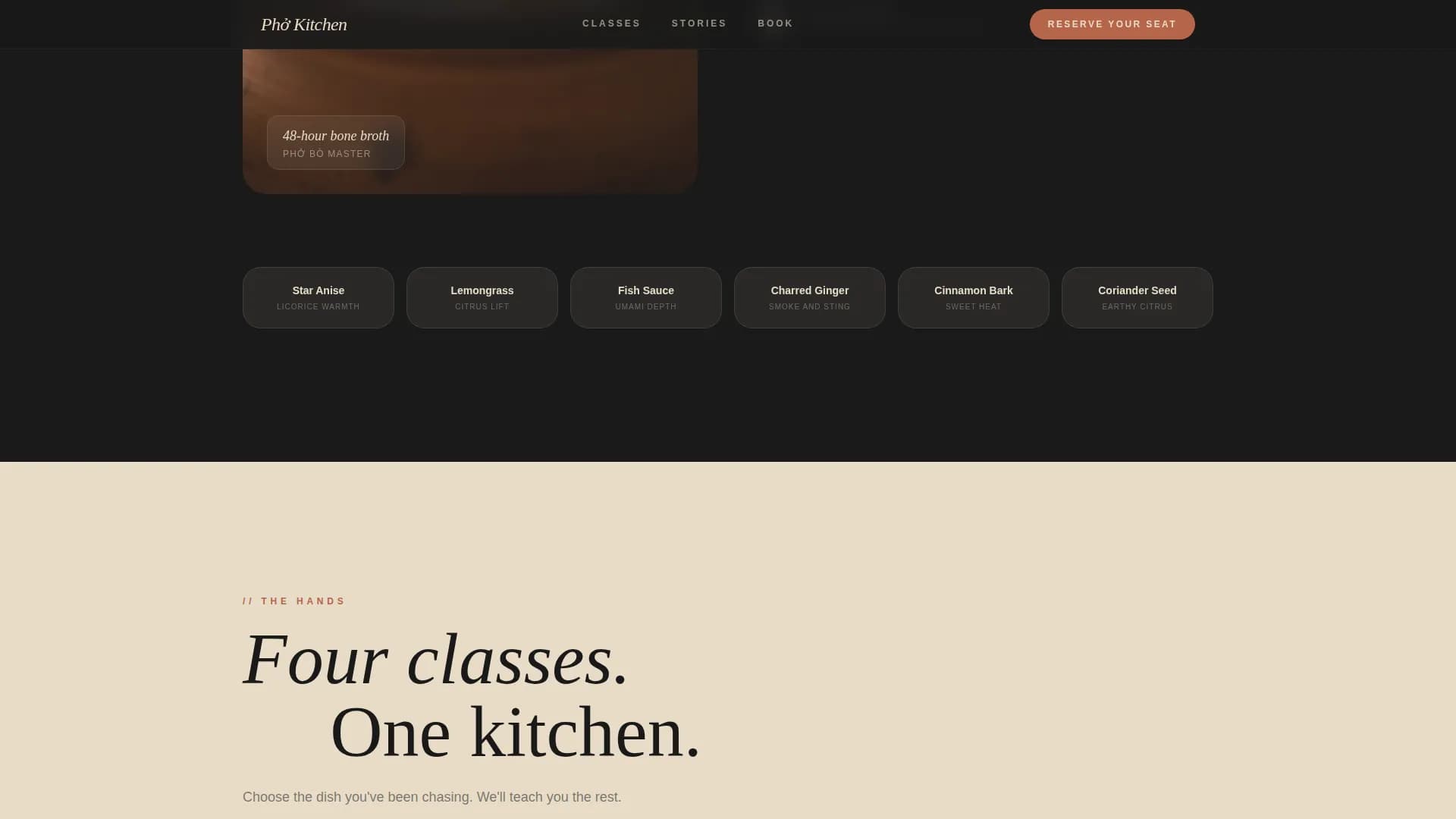 Pho — Artisan Cooking Class Landing Page Template