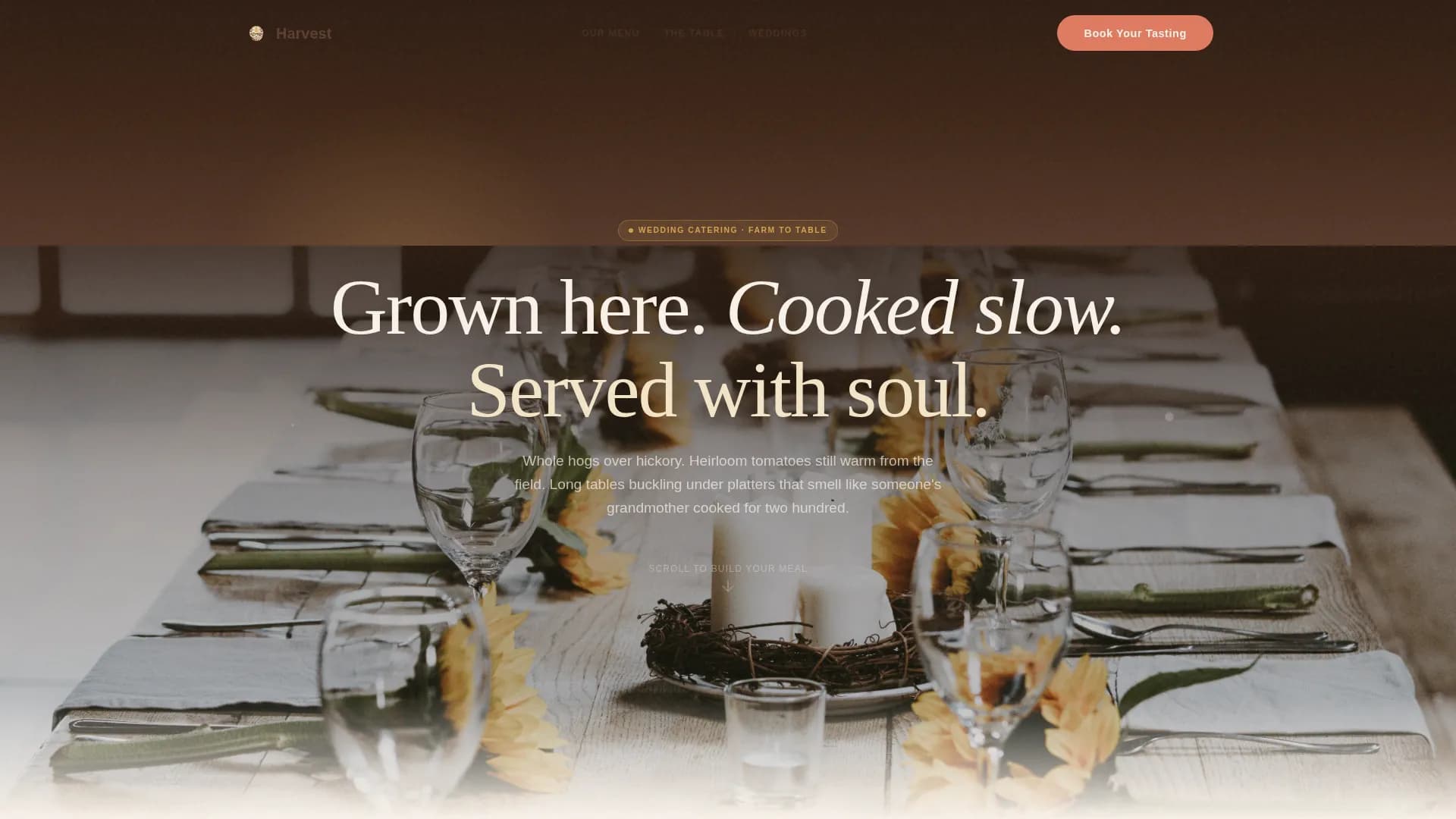 Harvest — Gourmet Wedding Catering Landing Page Template