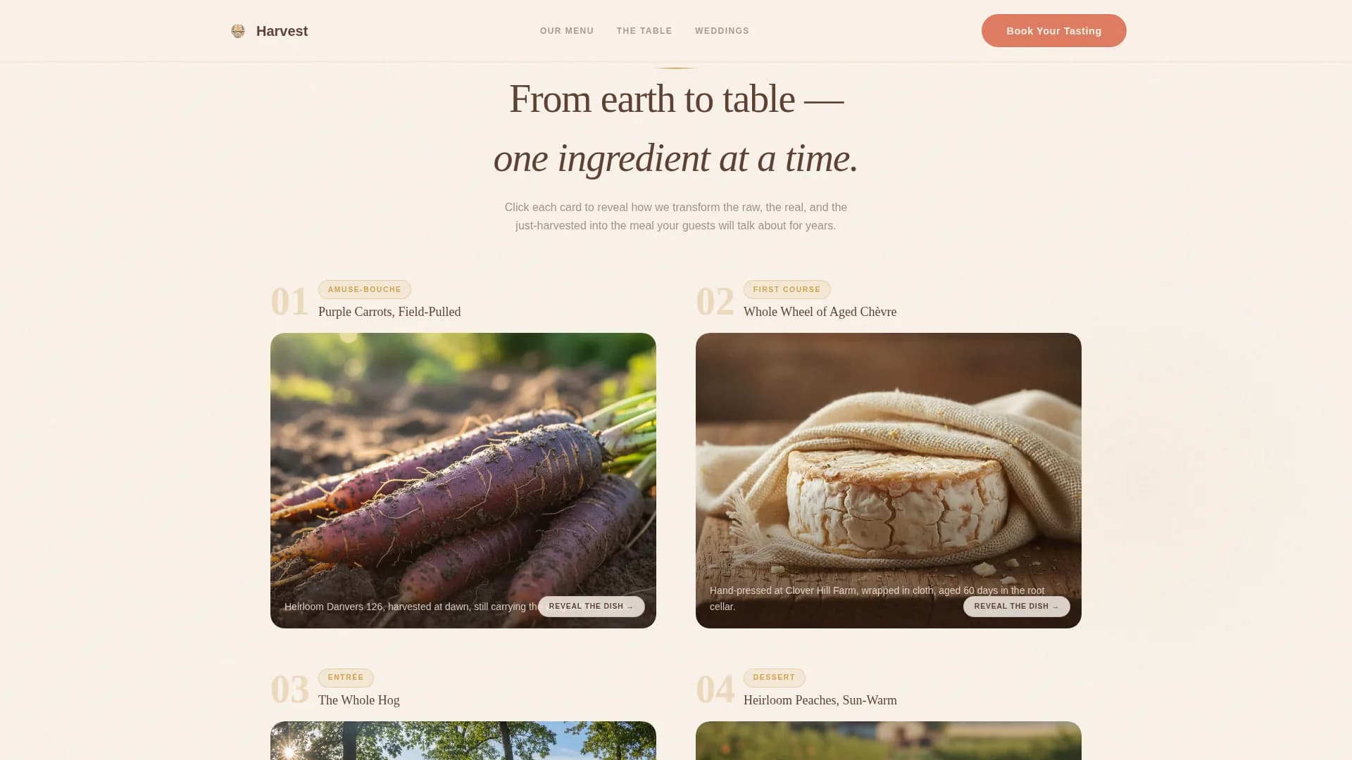 Harvest — Gourmet Wedding Catering Landing Page Template