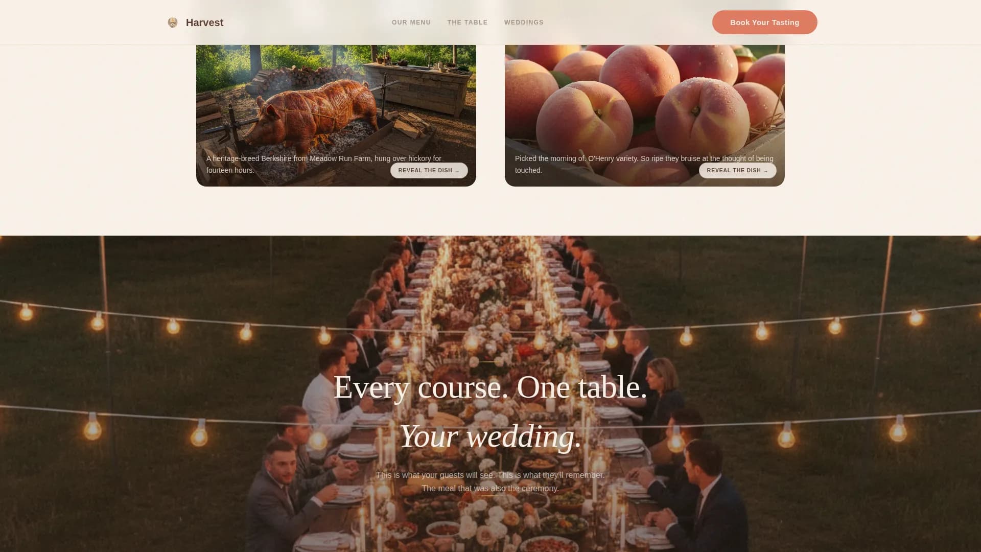 Harvest — Gourmet Wedding Catering Landing Page Template